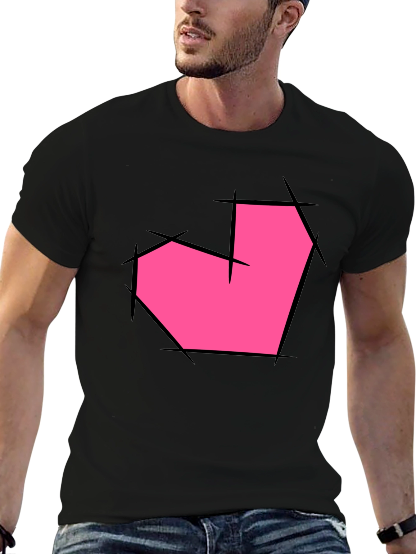 Heart Graphic Black T-Shirt - Unique Design