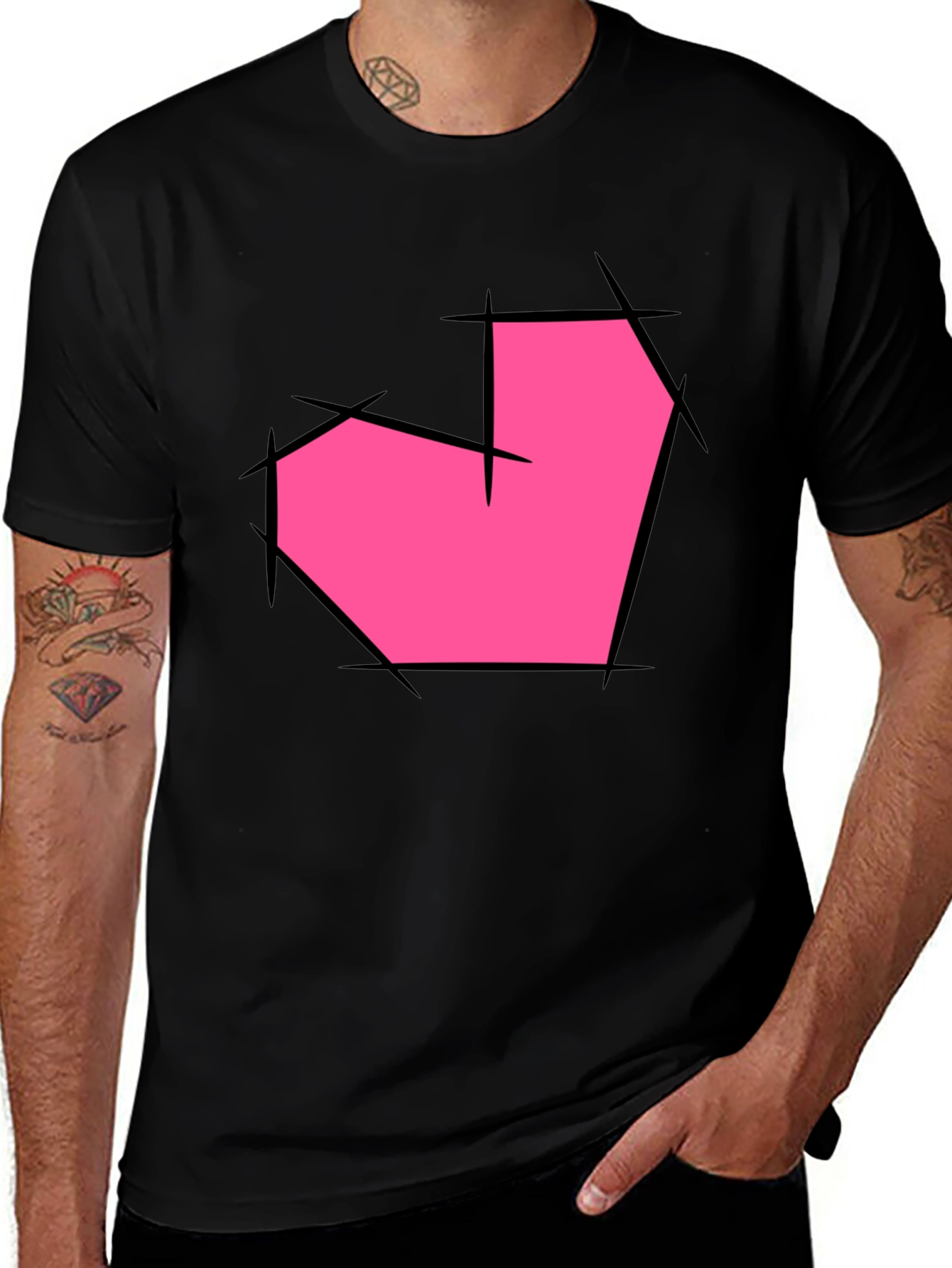 Heart Graphic Black T-Shirt - Unique Design
