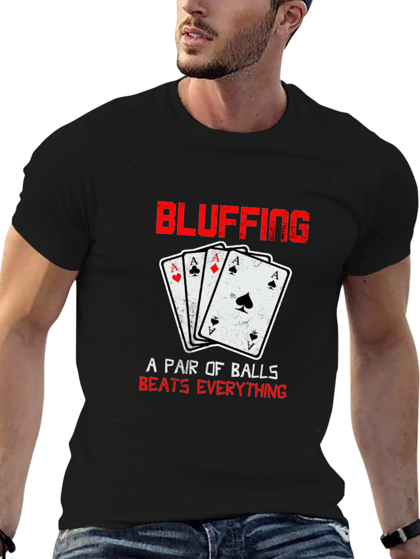 Bluffing Poker Ace Card Graphic T-Shirt