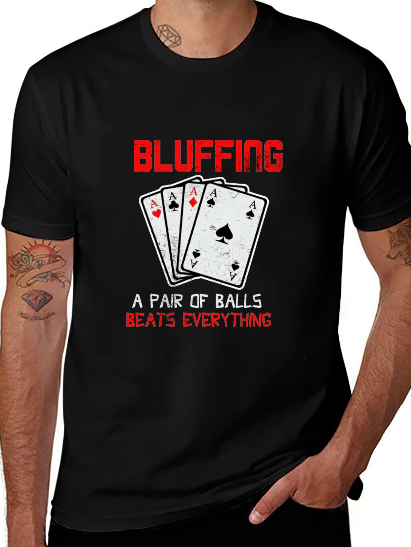 Bluffing Poker Ace Card Graphic T-Shirt