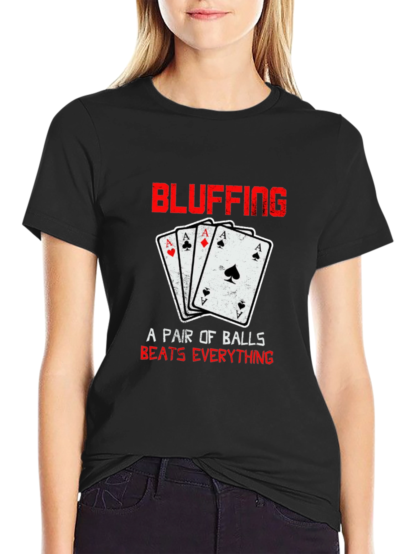 Bluffing Poker Ace Card Graphic T-Shirt