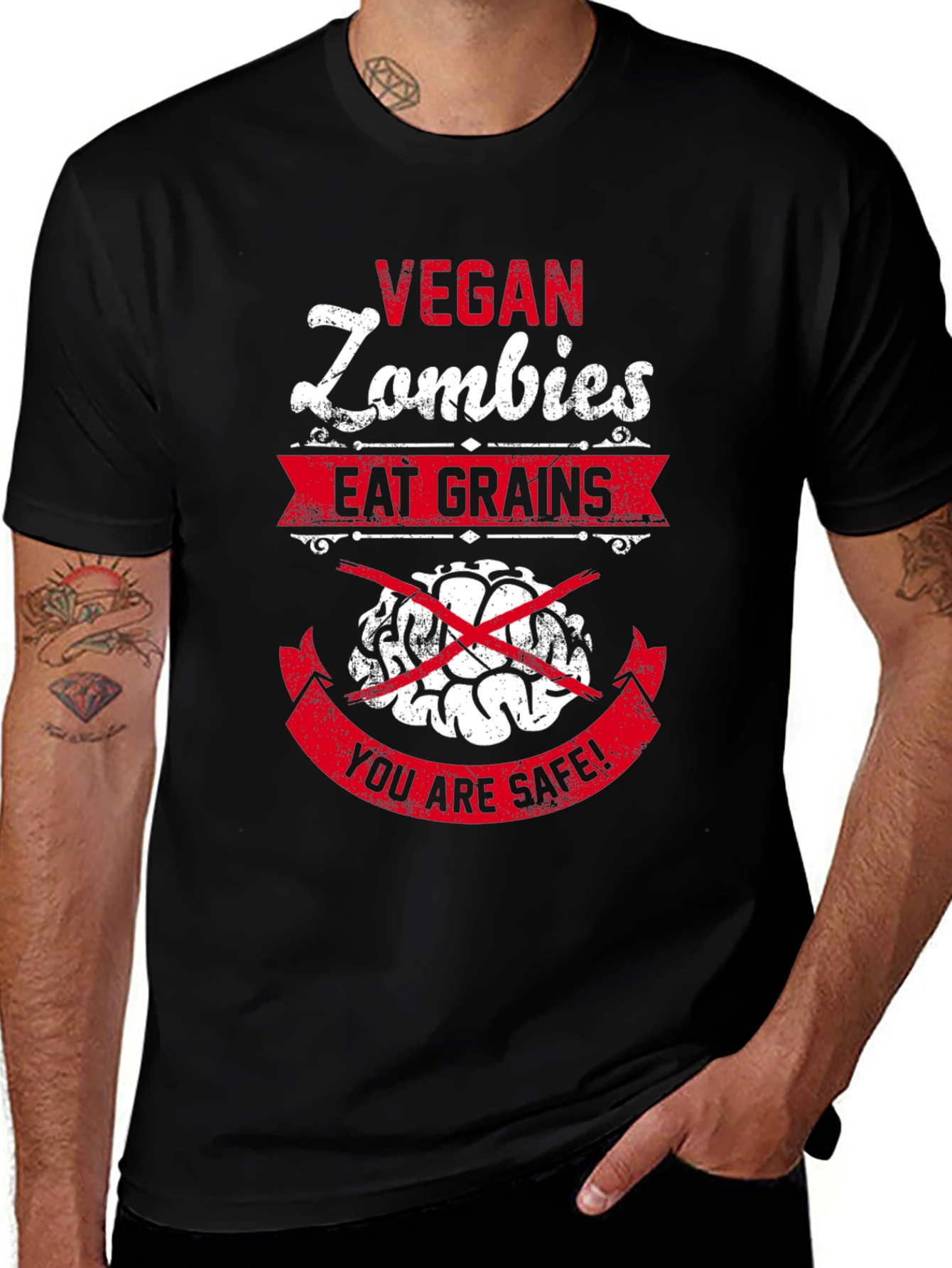 Vegan Zombies Eat Grains Graphic T-Shirt