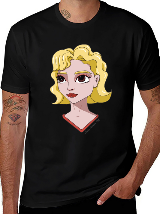 Cartoon Girl Black T-Shirt