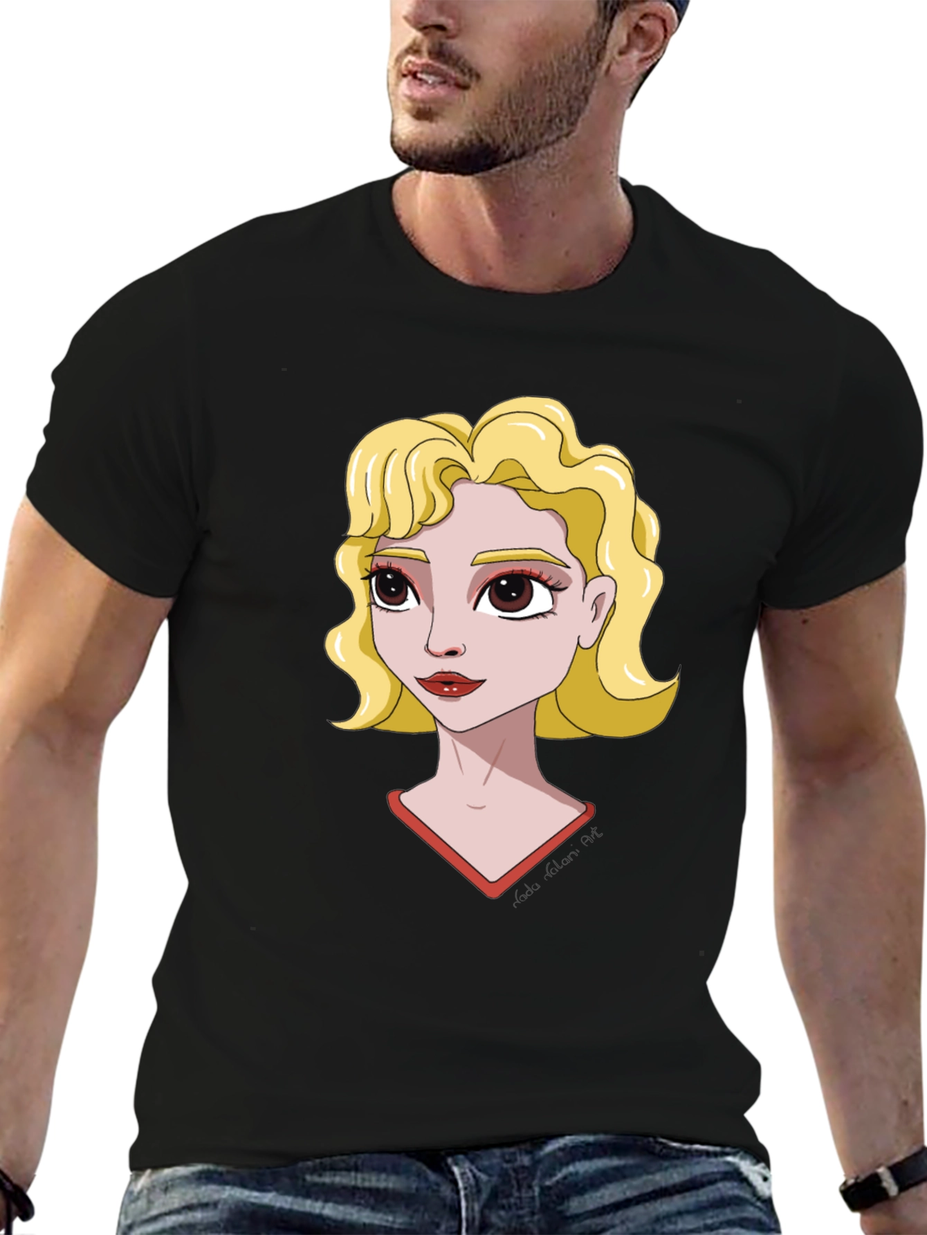 Cartoon Girl Black T-Shirt