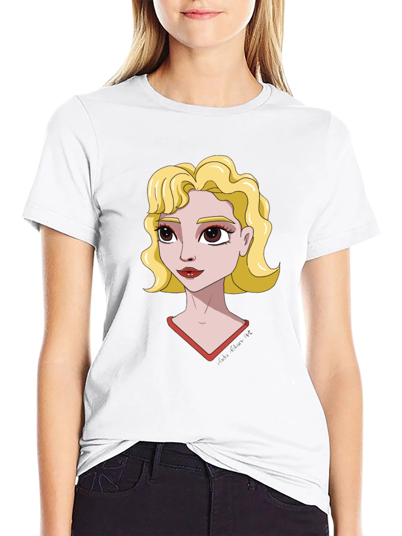 Cartoon Girl Black T-Shirt
