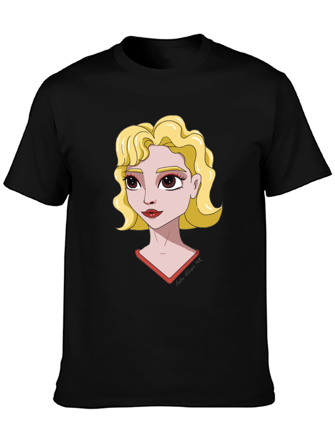 Cartoon Girl Black T-Shirt