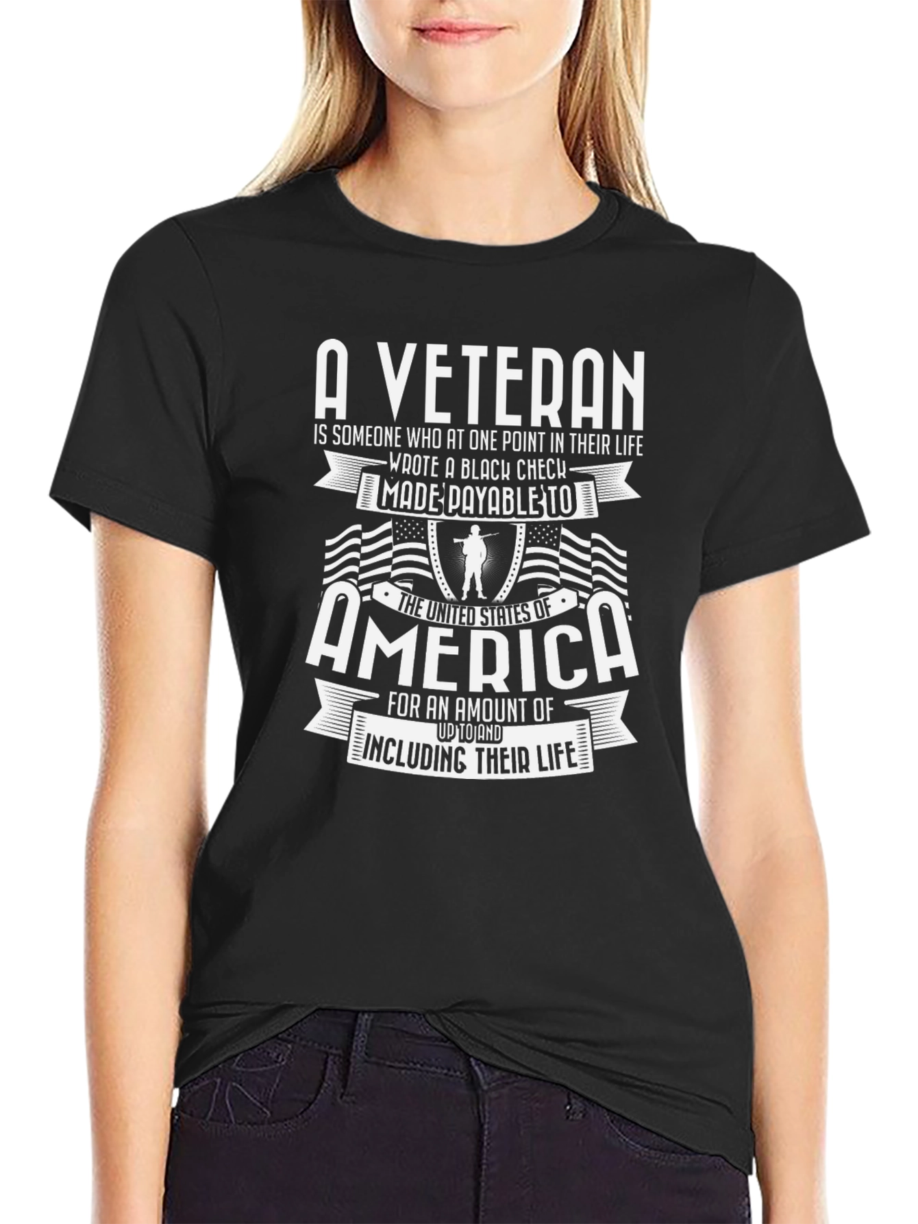 A Veteran Black Graphic T-Shirt