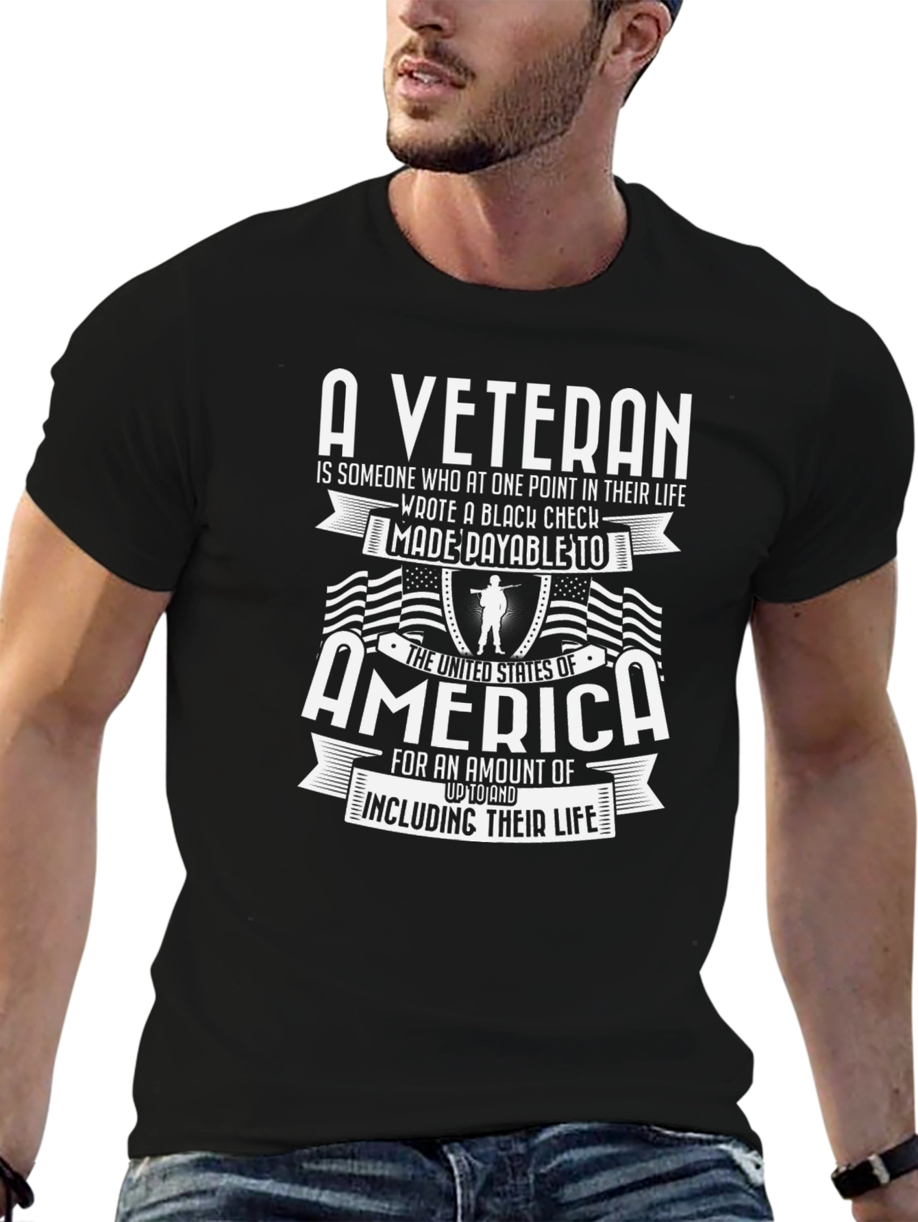 A Veteran Black Graphic T-Shirt