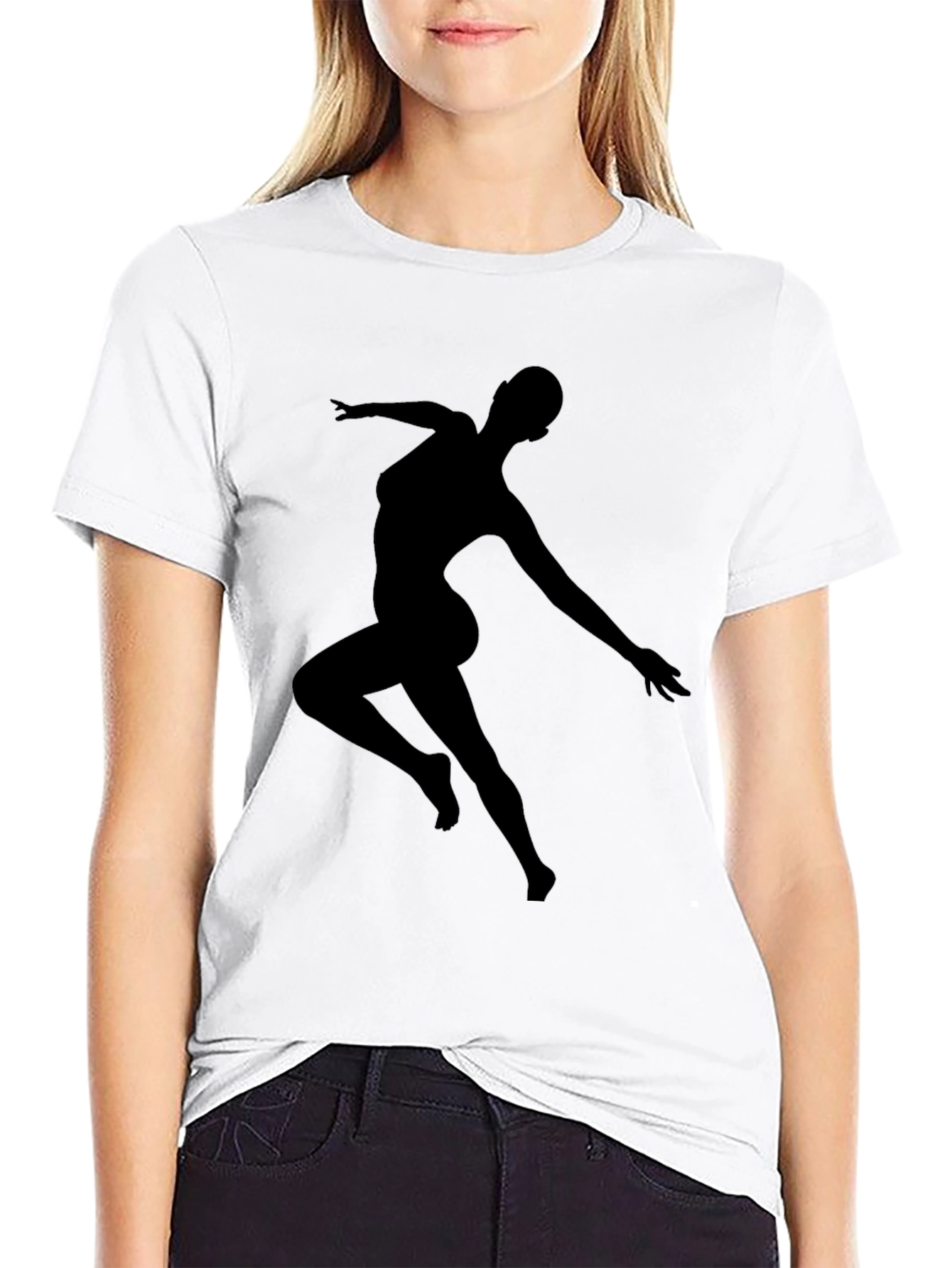 Silhouette Dancer Graphic Tee - Black Casual T-Shirt