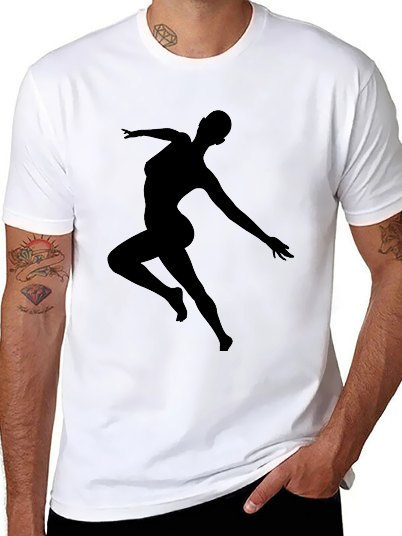Silhouette Dancer Graphic Tee - Black Casual T-Shirt