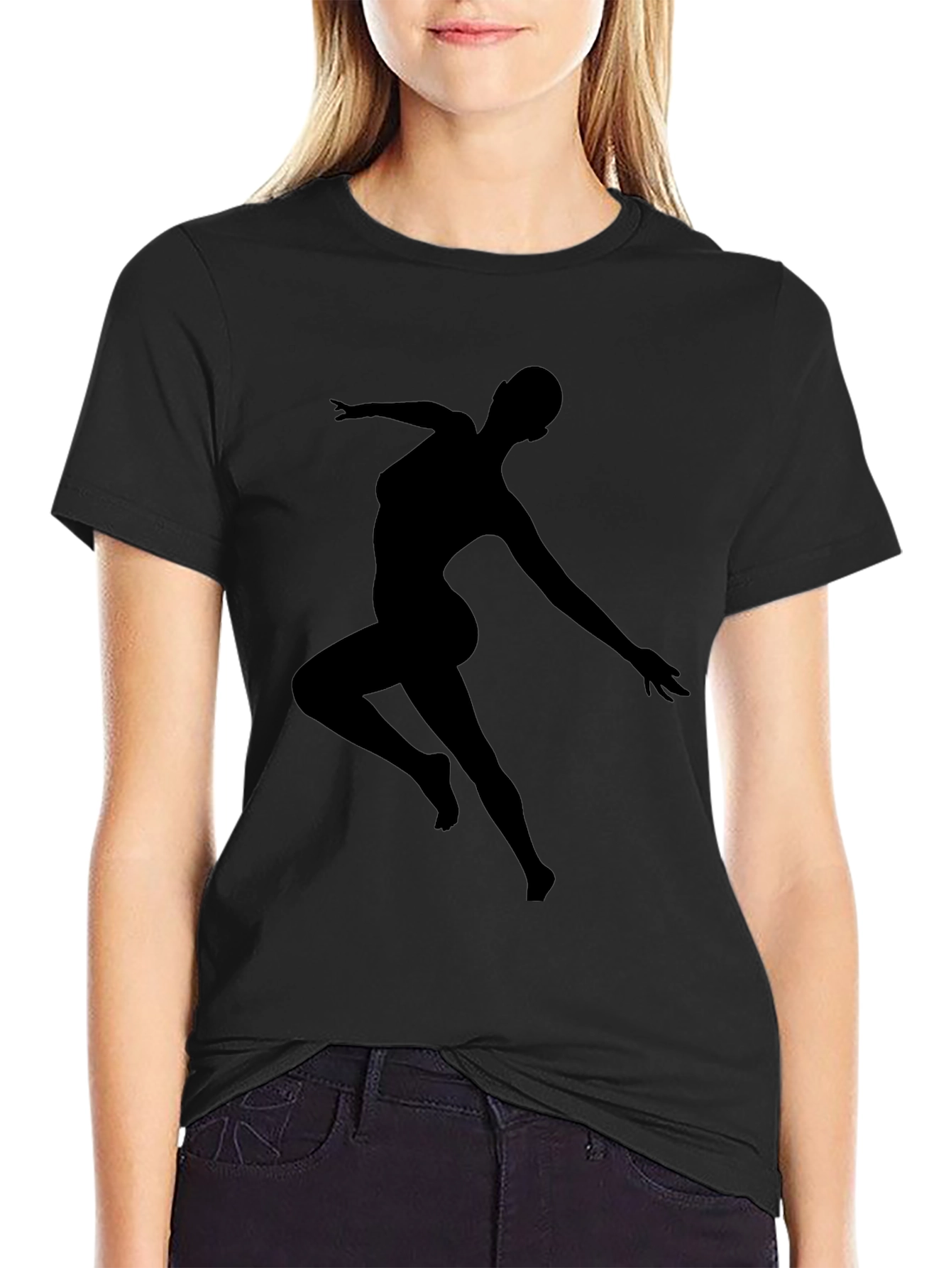 Silhouette Dancer Graphic Tee - Black Casual T-Shirt