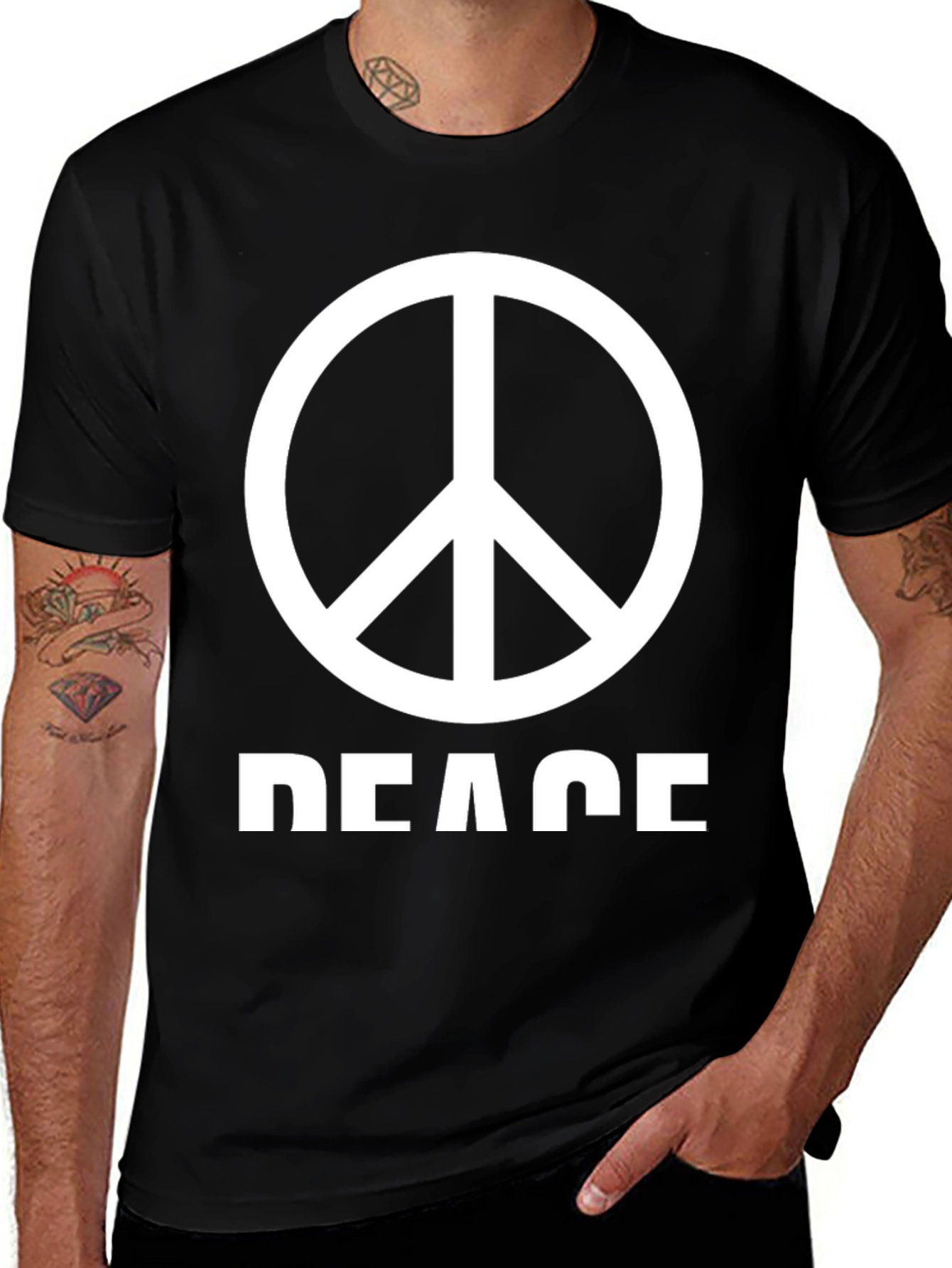 Peace Sign Graphic T-Shirt - Black