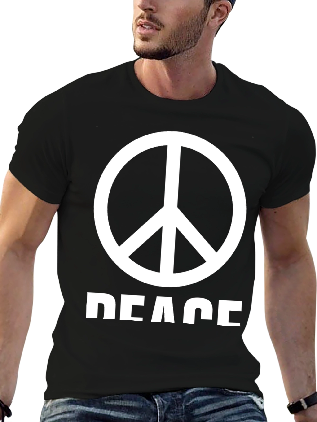 Peace Sign Graphic T-Shirt - Black