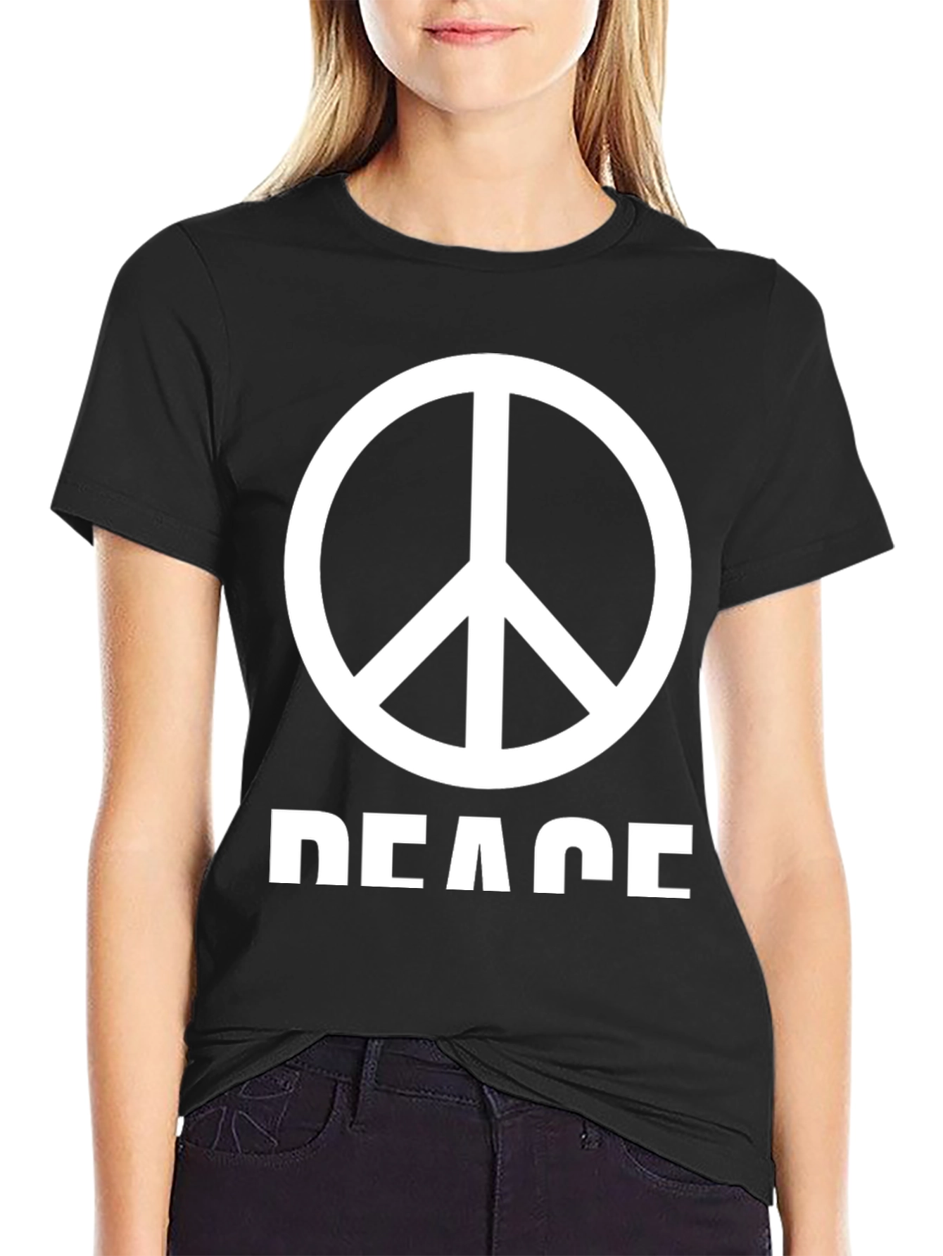 Peace Sign Graphic T-Shirt - Black