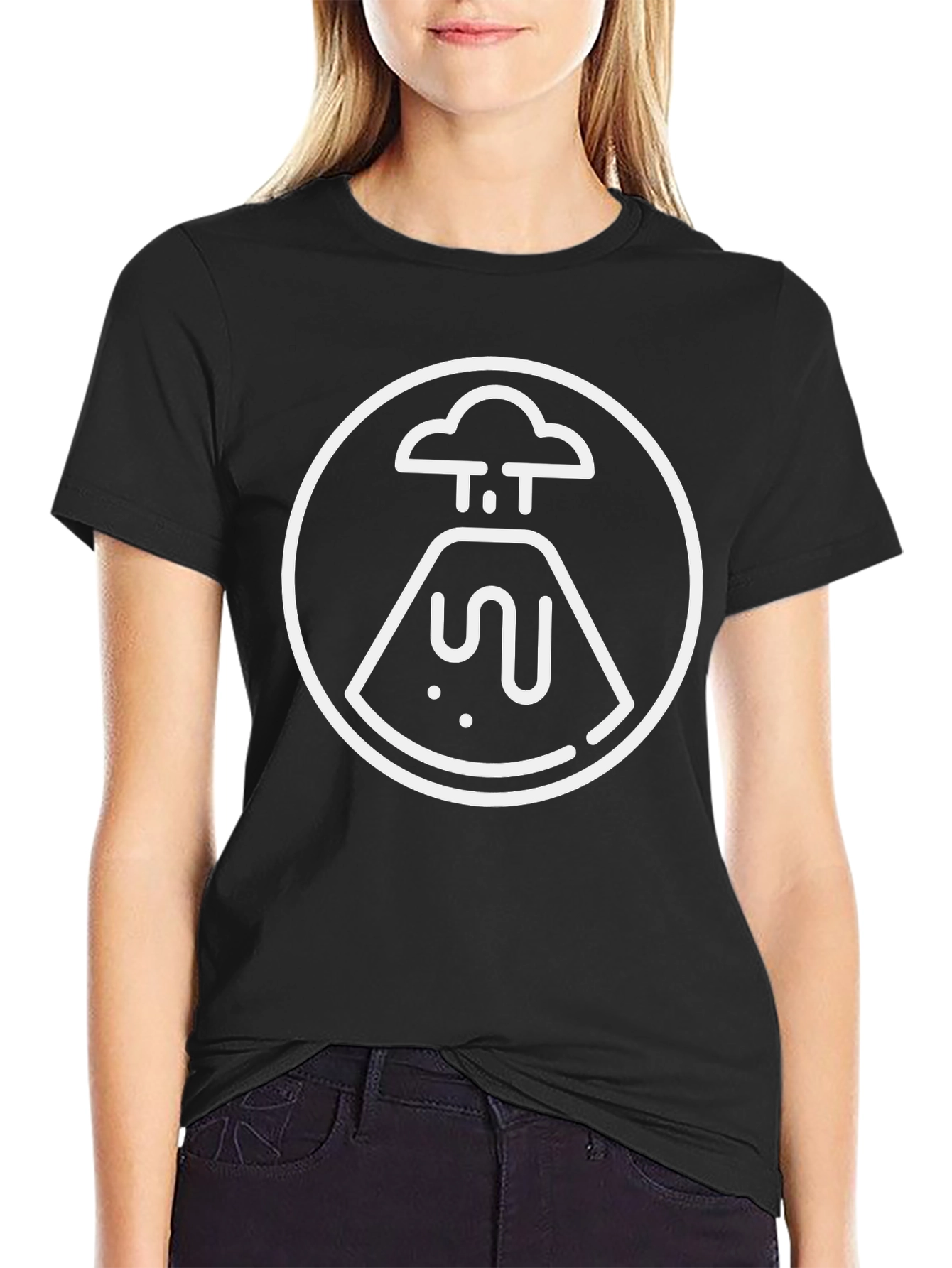 Volcano Graphic Tee - Black Cotton T-Shirt