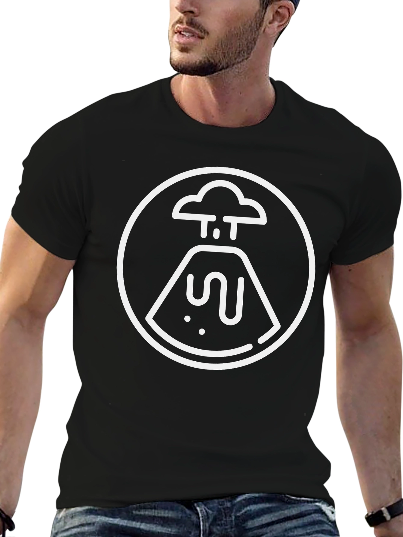 Volcano Graphic Tee - Black Cotton T-Shirt