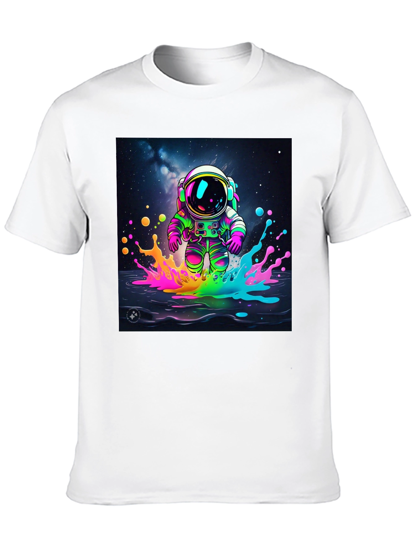 Astronaut Splash T-Shirt - Vibrant Space Art Tee