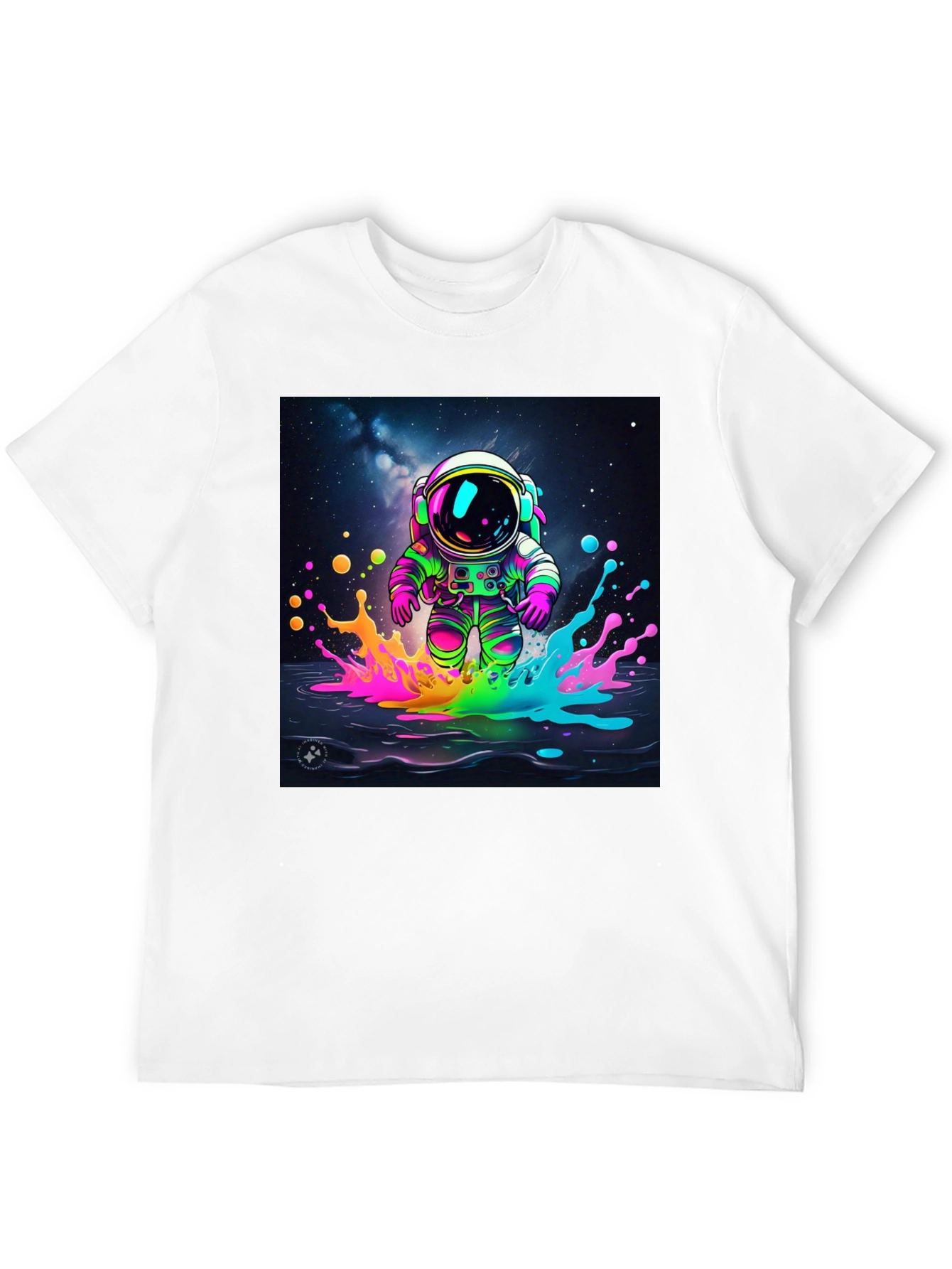 Astronaut Splash T-Shirt - Vibrant Space Art Tee
