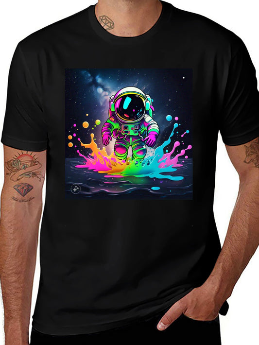 Astronaut Splash T-Shirt - Vibrant Space Art Tee