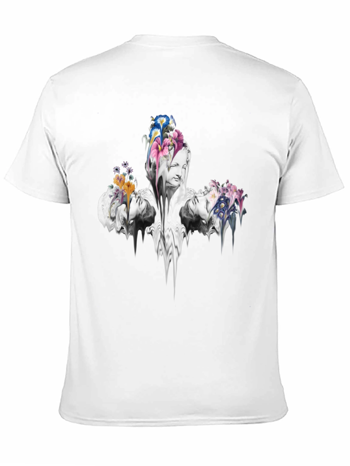 Floral Statue Graphic Tee - Modern Art Shirt