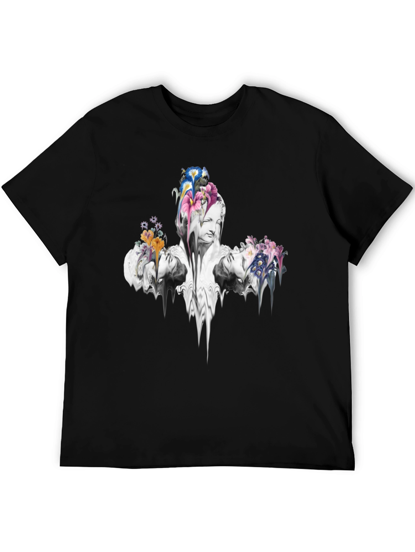 Floral Statue Graphic Tee - Modern Art Shirt