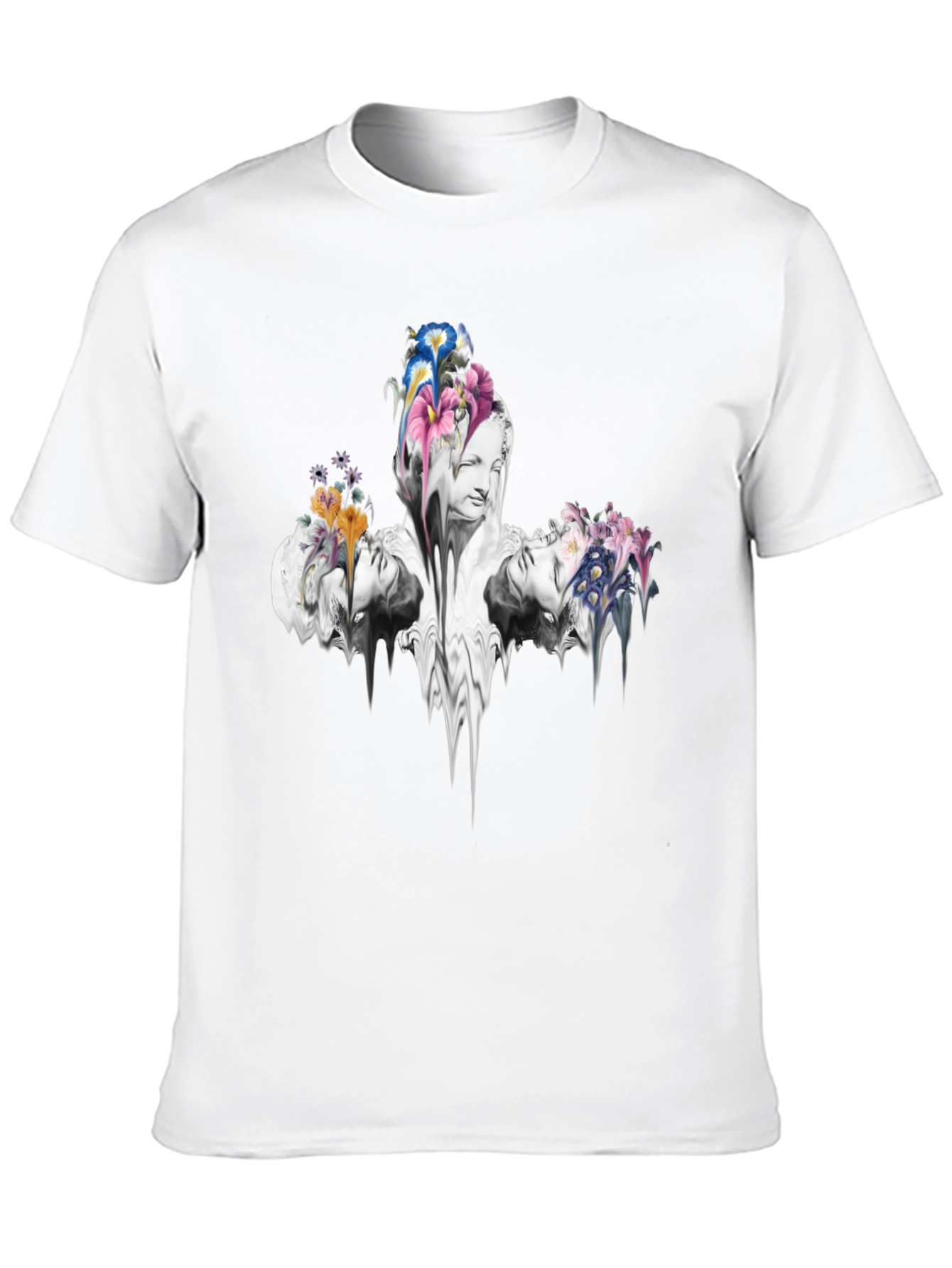 Floral Statue Graphic Tee - Modern Art Shirt