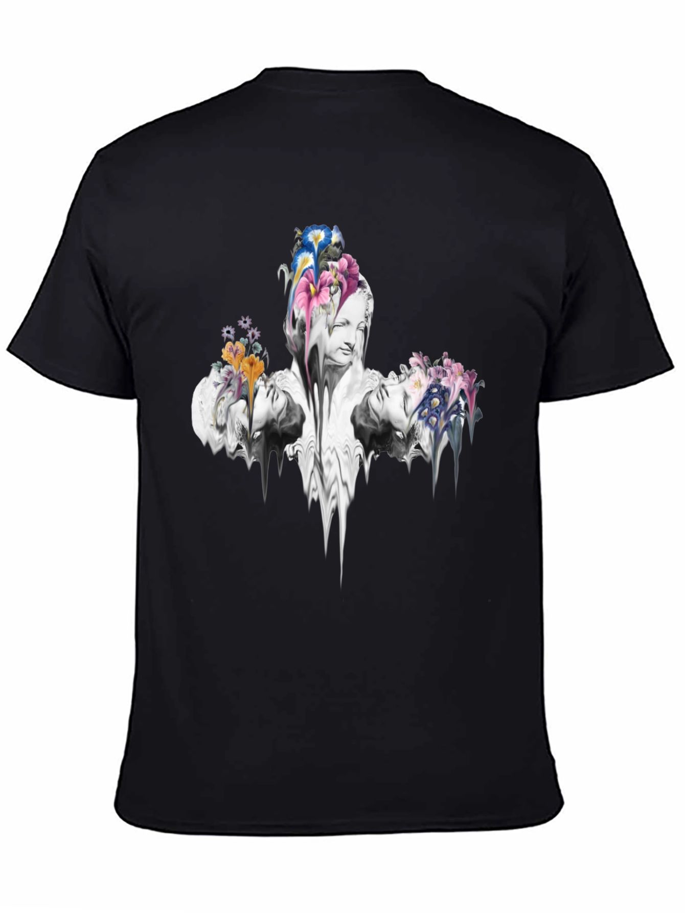 Floral Statue Graphic Tee - Modern Art Shirt