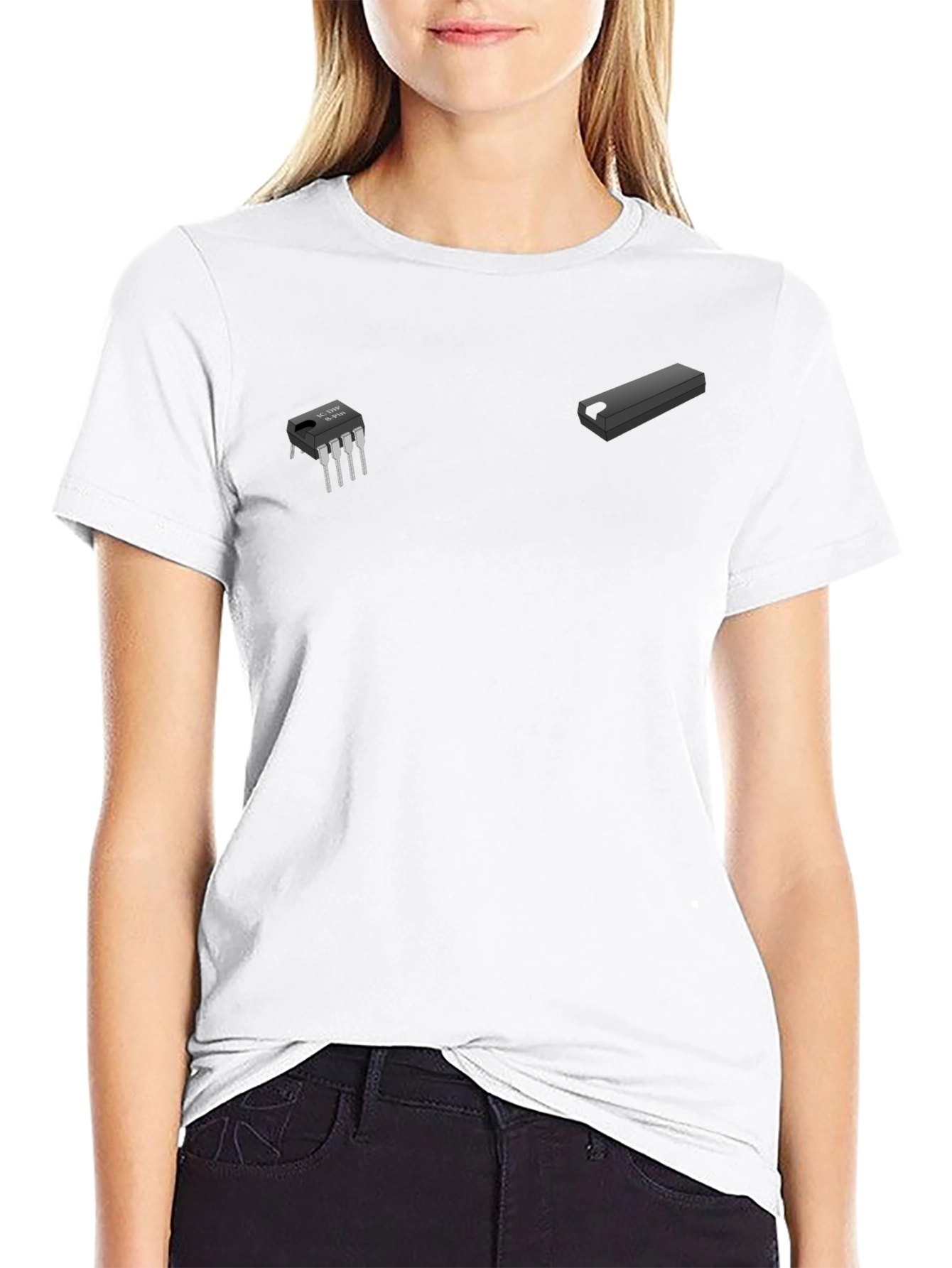Tech-Themed Black Graphic Tee