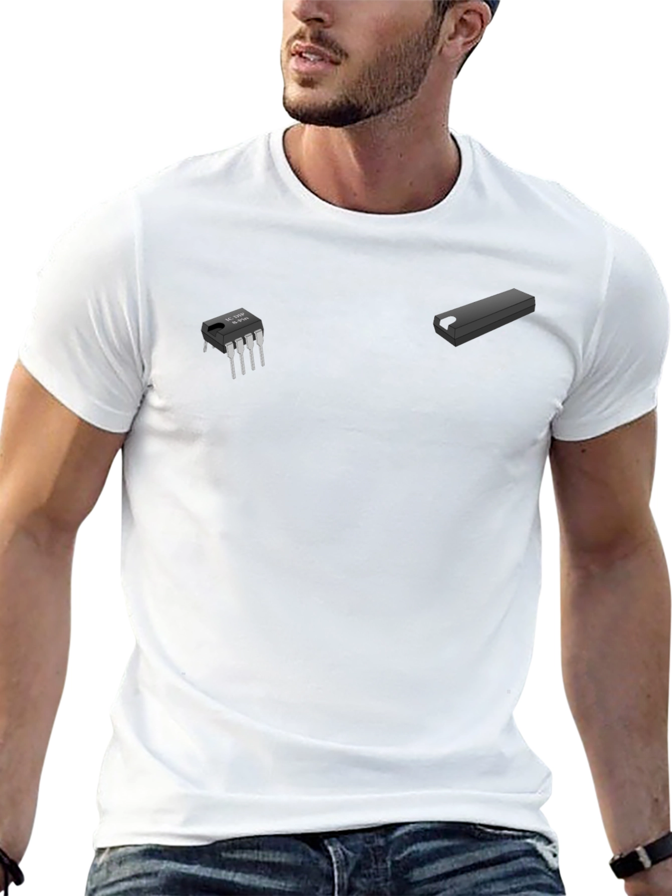 Tech-Themed Black Graphic Tee