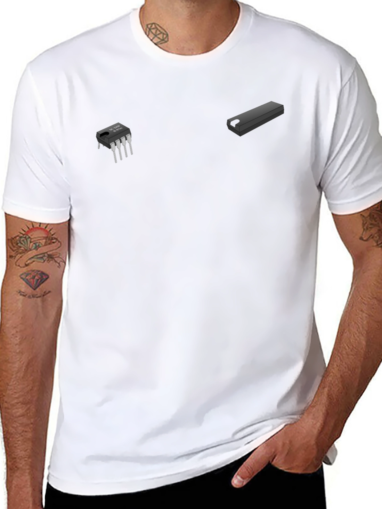 Tech-Themed Black Graphic Tee