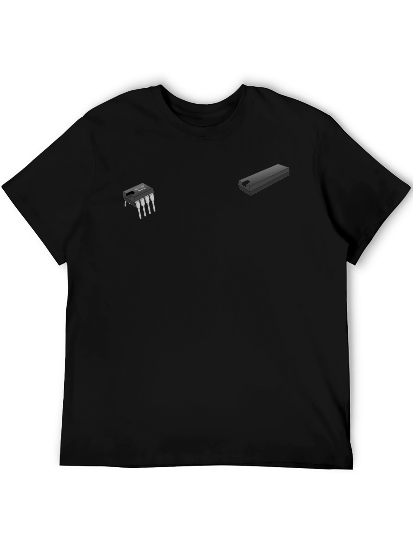 Tech-Themed Black Graphic Tee