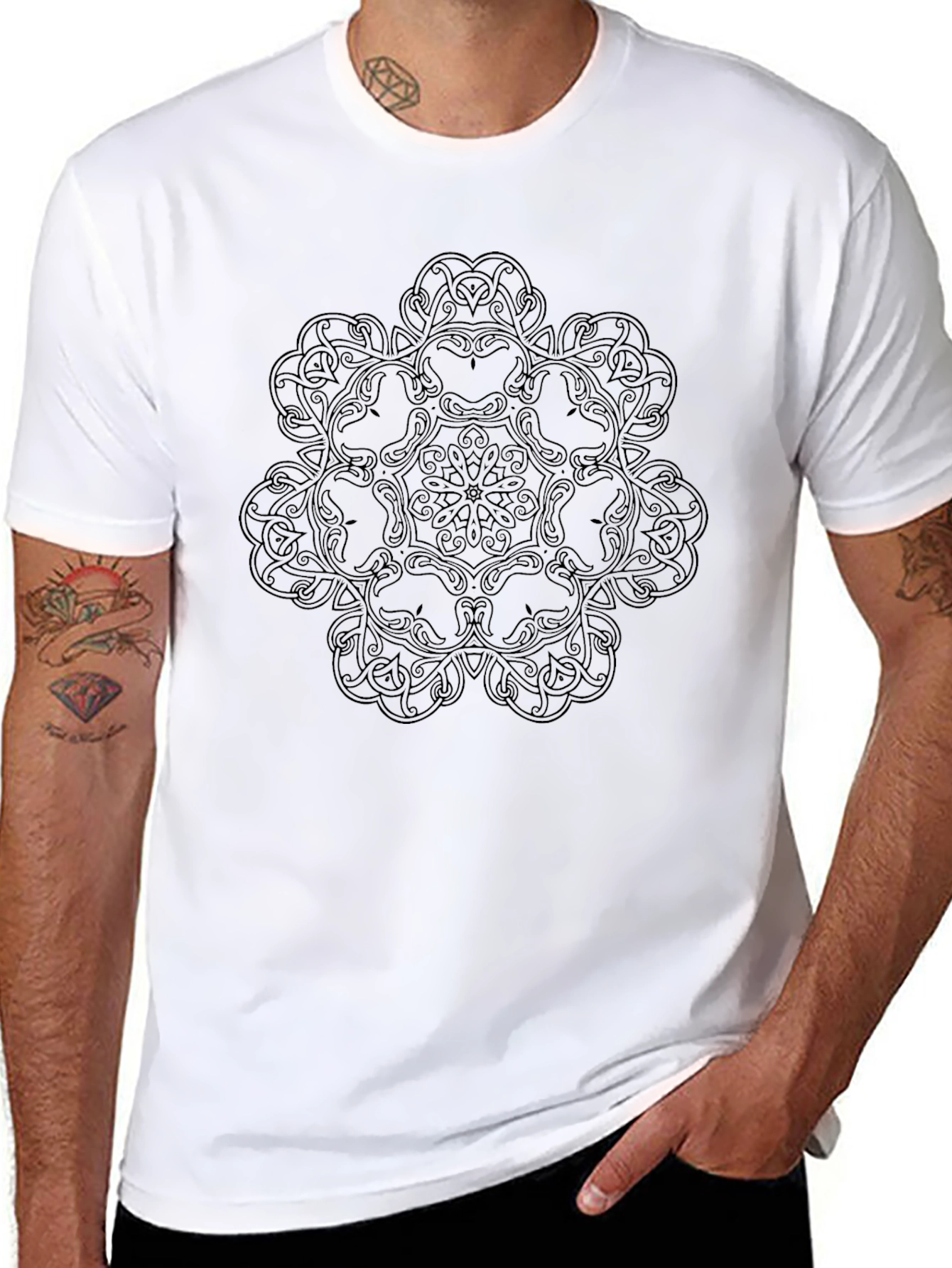 Celtic Knot Mandala Graphic Black T-Shirt