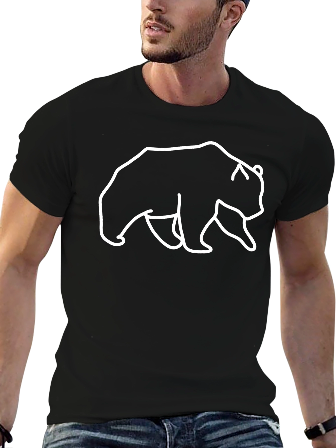 Black Bear Outline Graphic Tee - Cool & Casual