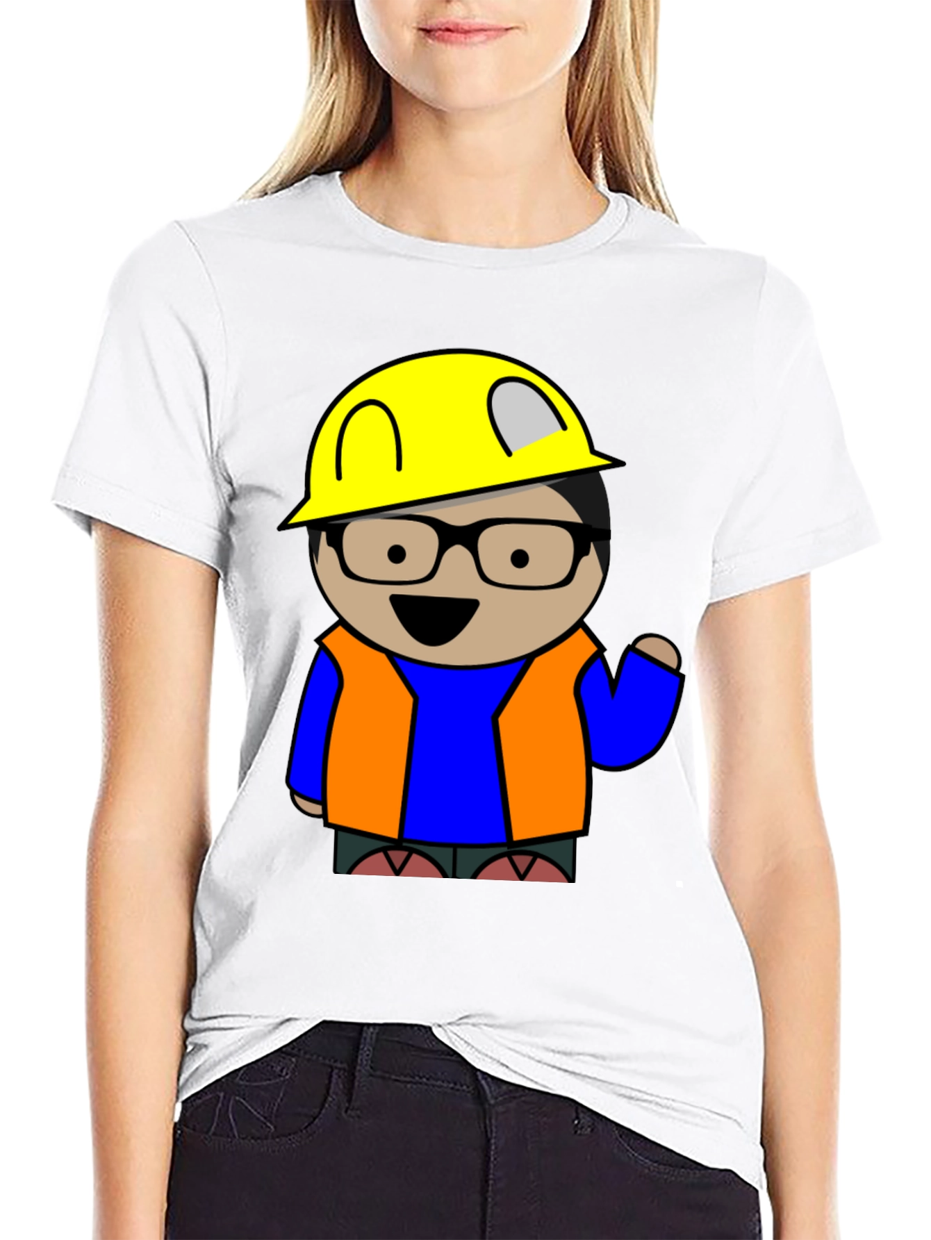 Cartoon Engineer T-Shirt - Construction Worker Tee