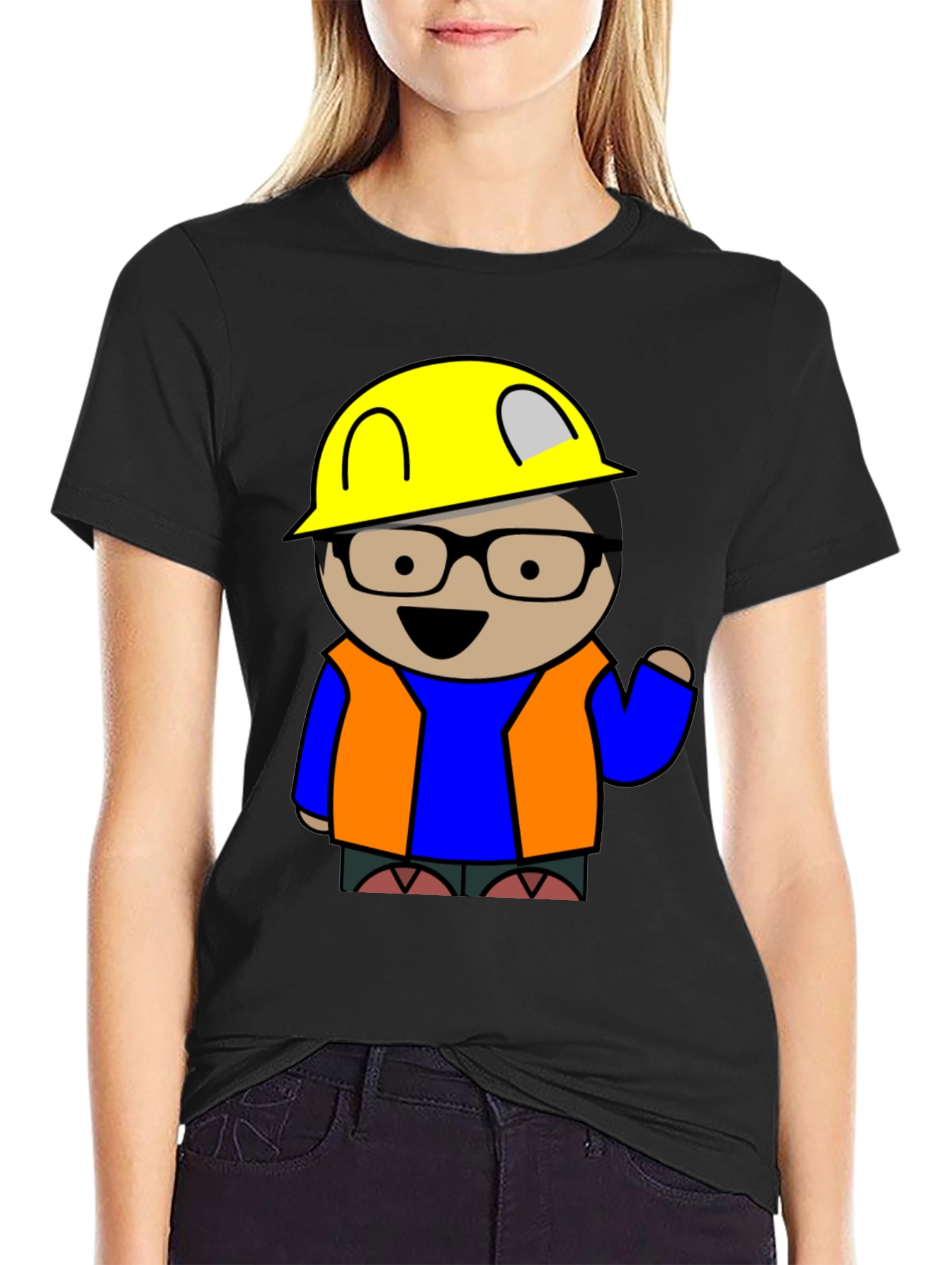 Cartoon Engineer T-Shirt - Construction Worker Tee