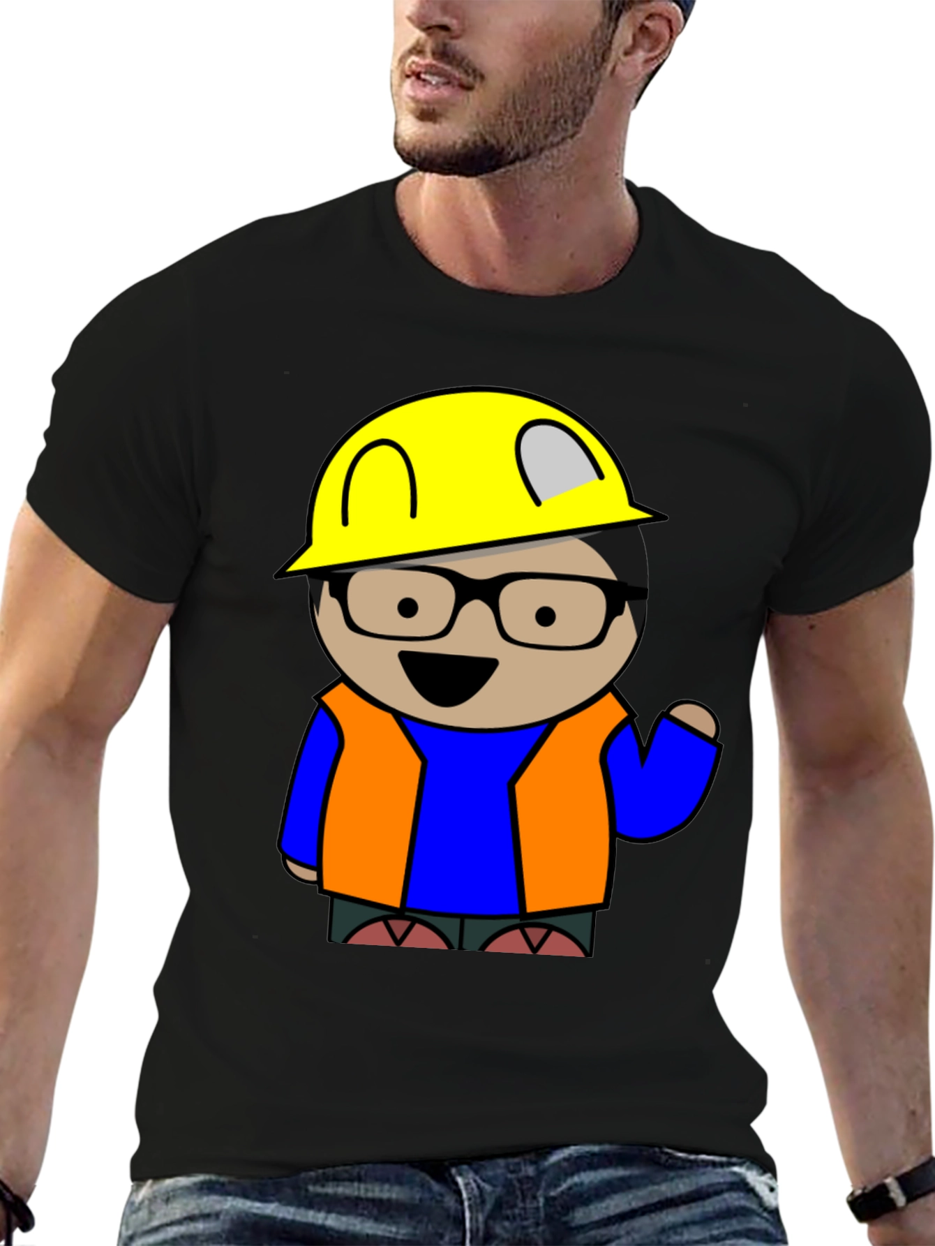 Cartoon Engineer T-Shirt - Construction Worker Tee