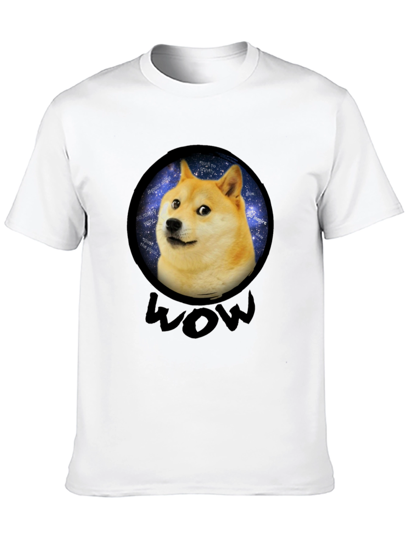 Doge Space Meme Black T-Shirt - Much Wow!