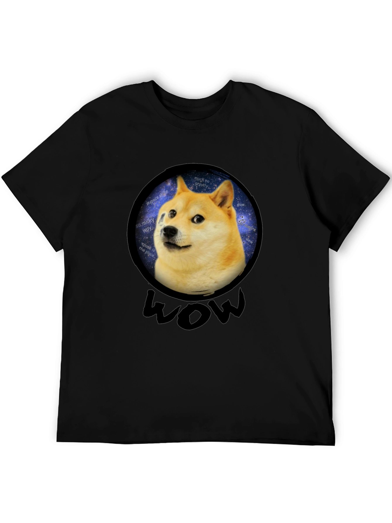 Doge Space Meme Black T-Shirt - Much Wow!