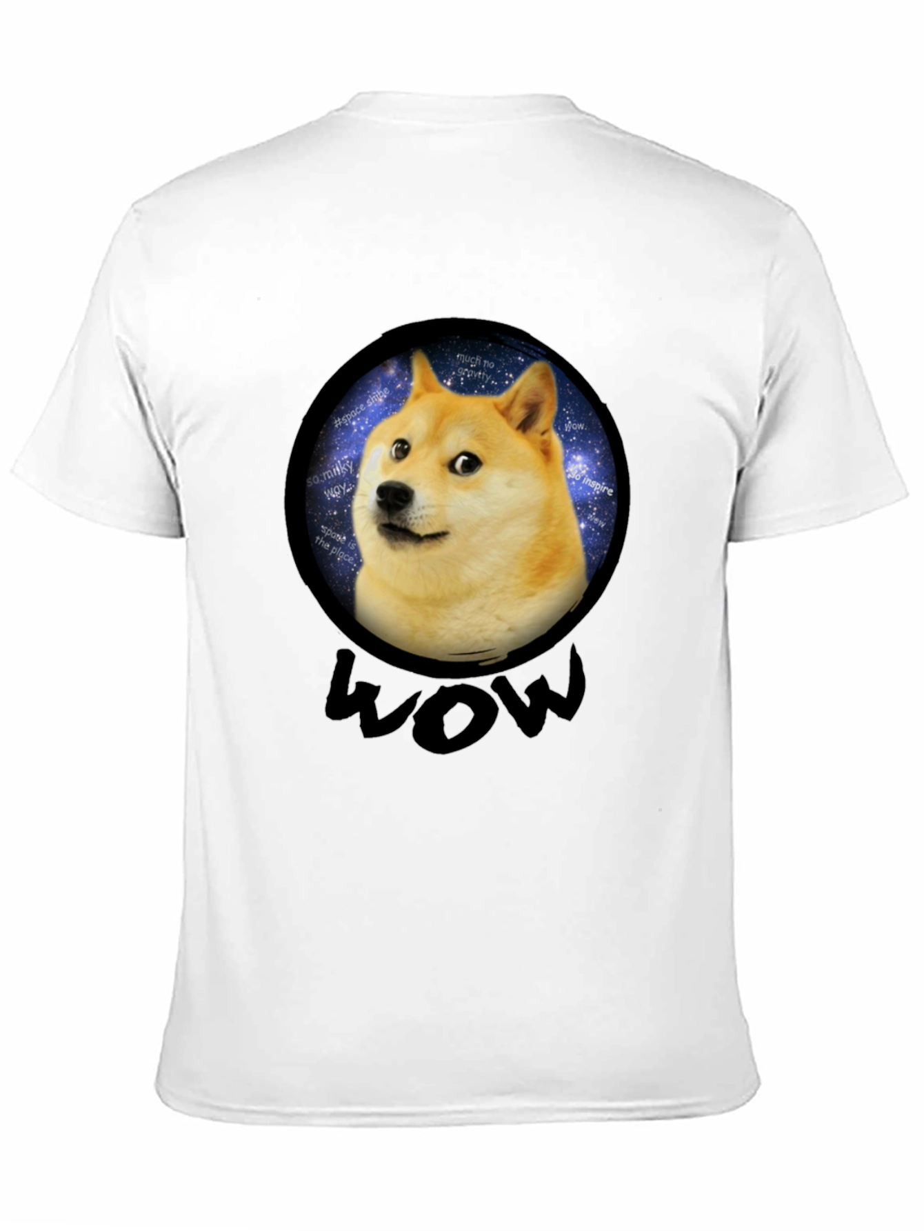 Doge Space Meme Black T-Shirt - Much Wow!