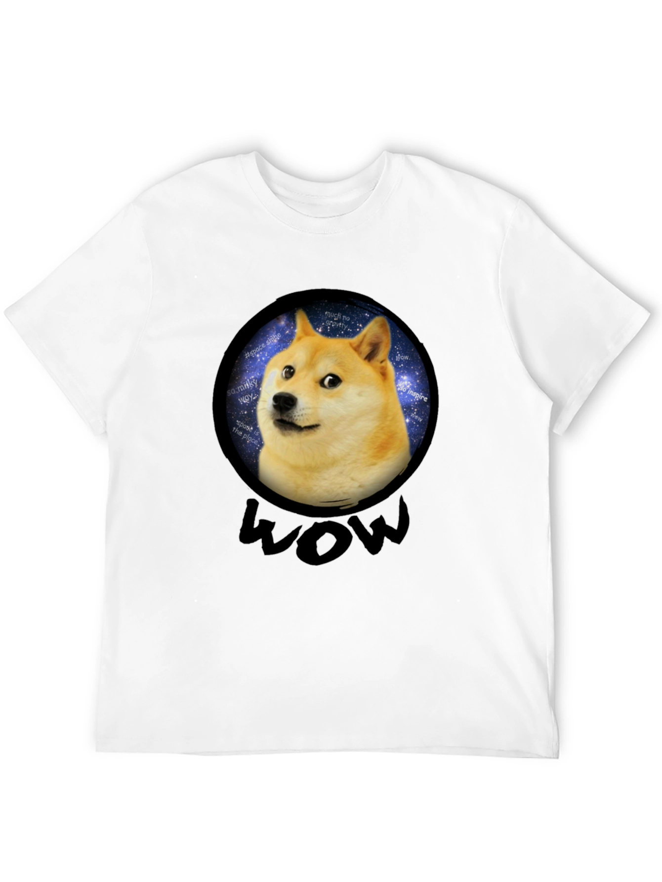 Doge Space Meme Black T-Shirt - Much Wow!
