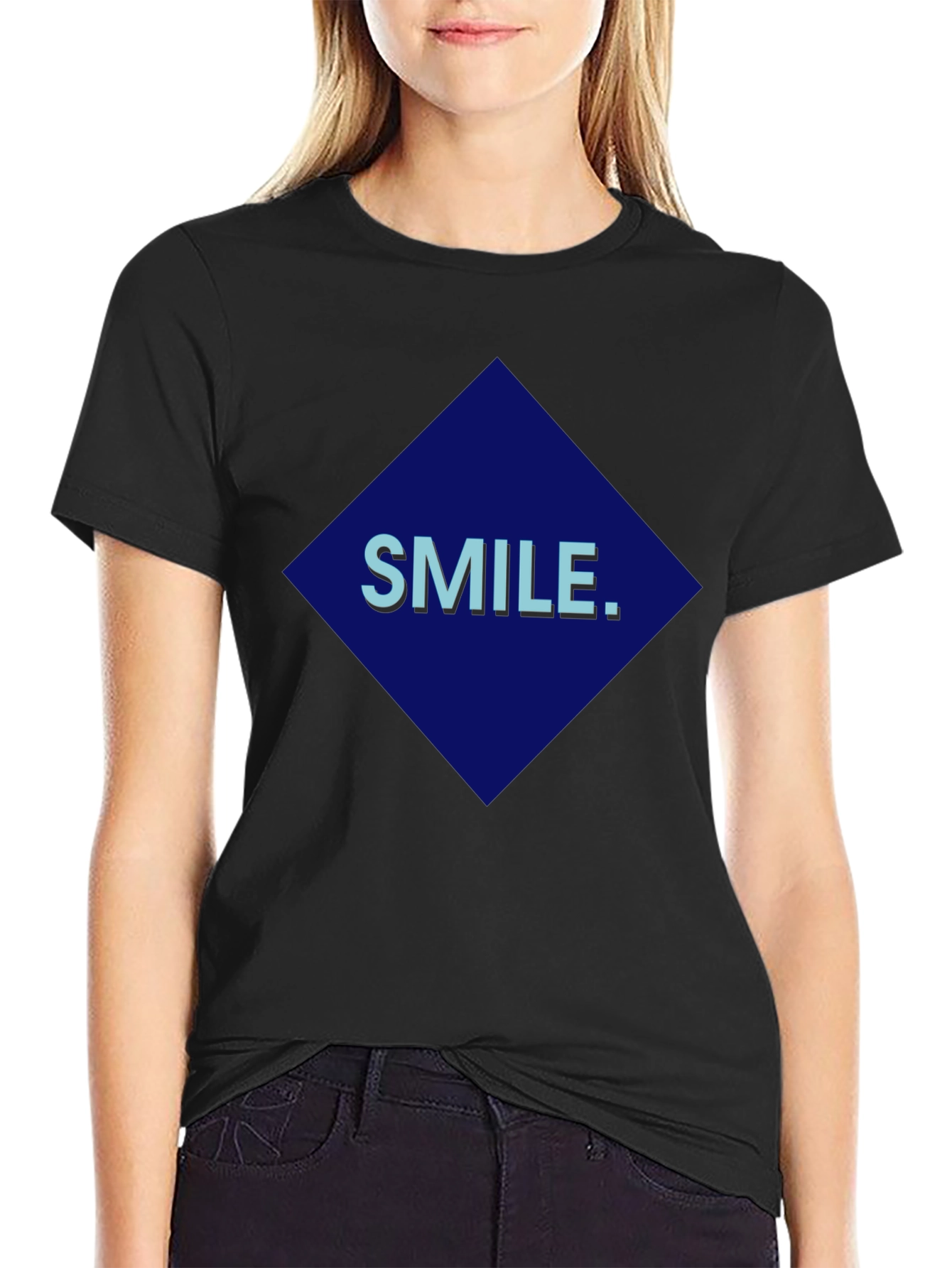 Smile Graphic Print Black T-Shirt