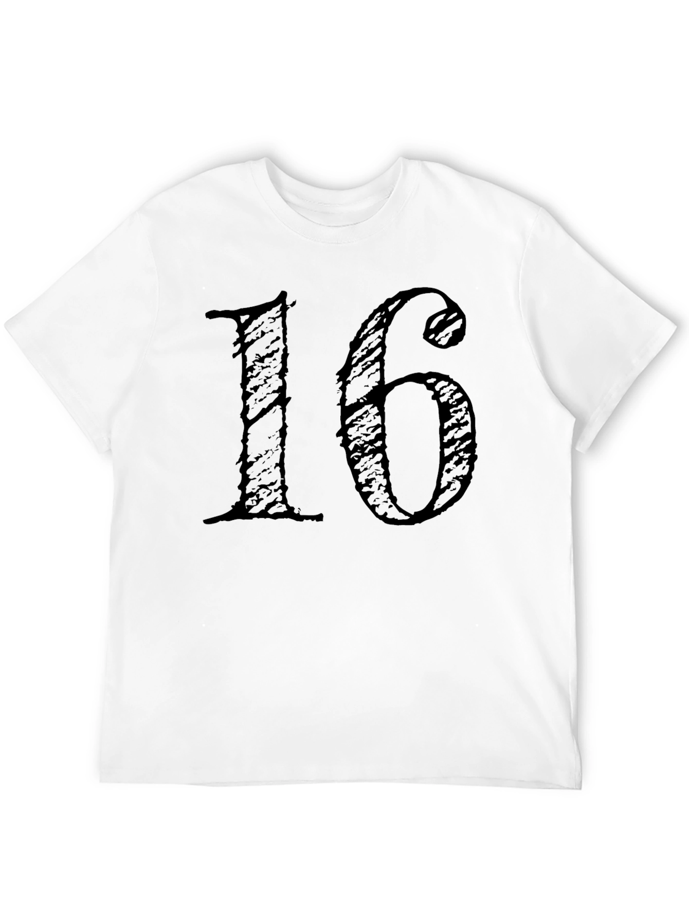 Grunge Number 16 Graphic Tee - Black Cotton Blend