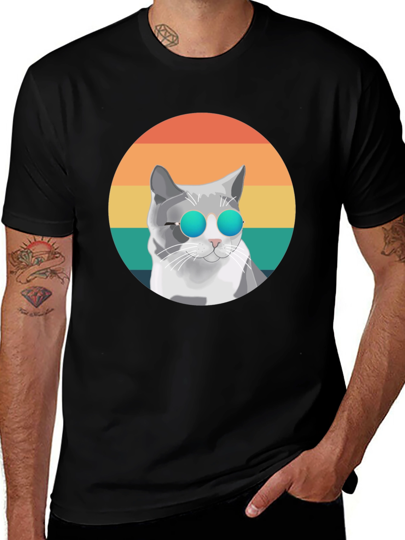 Cool Cat Graphic Tee - Retro Style