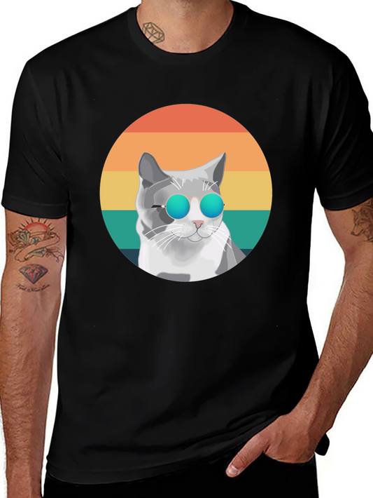 Cool Cat Graphic Tee - Retro Style