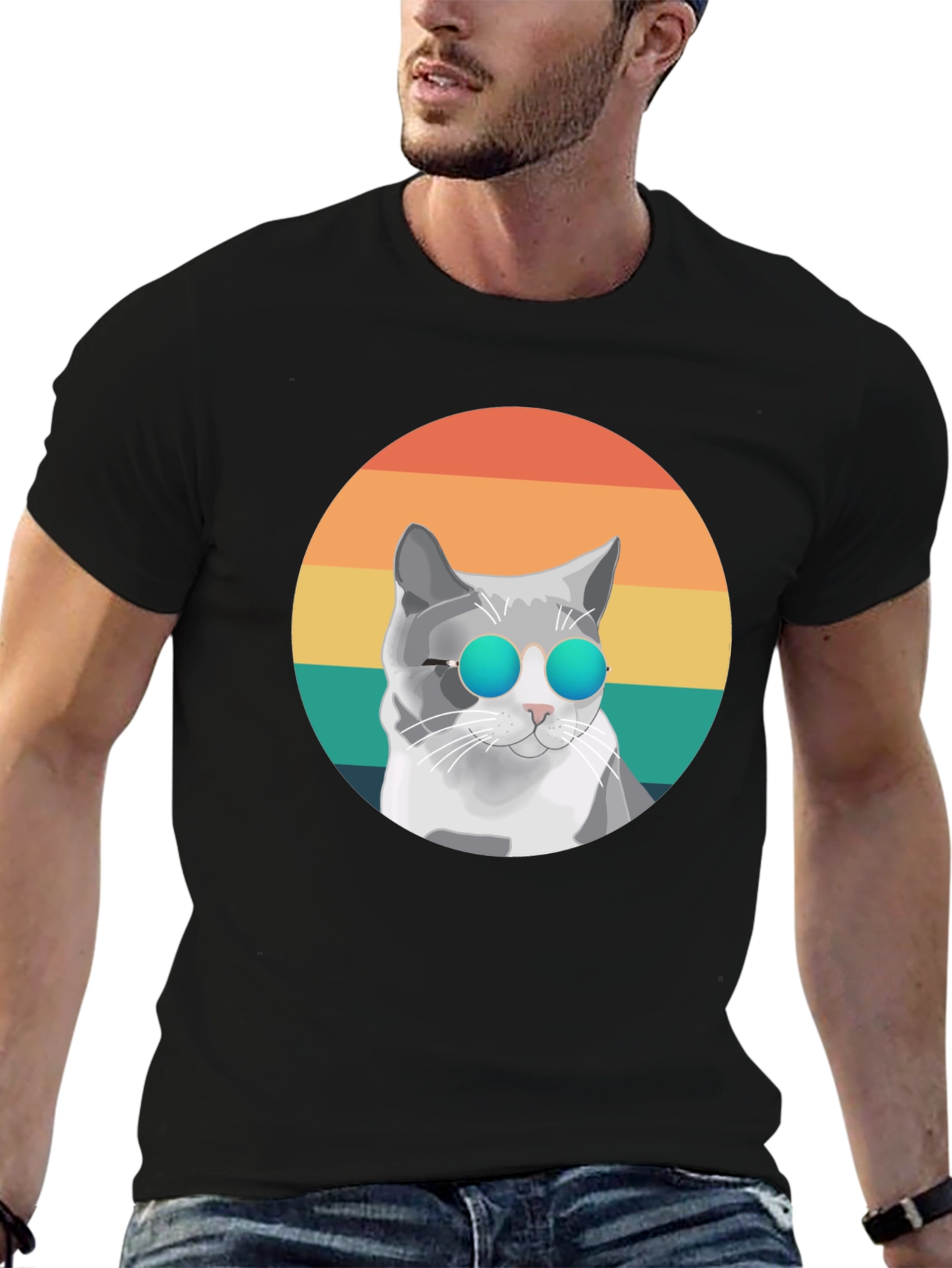 Cool Cat Graphic Tee - Retro Style