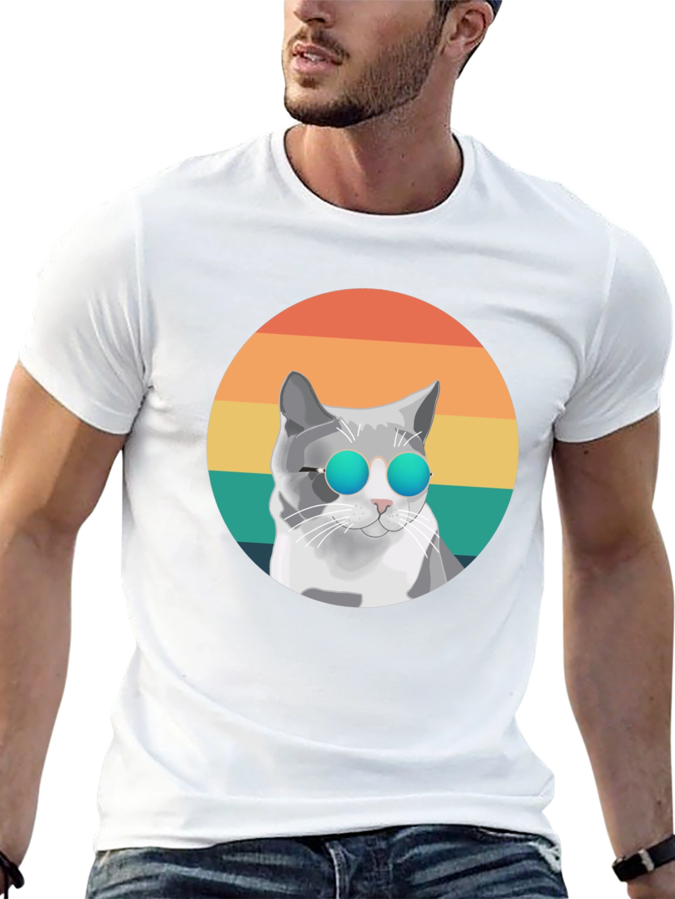 Cool Cat Graphic Tee - Retro Style