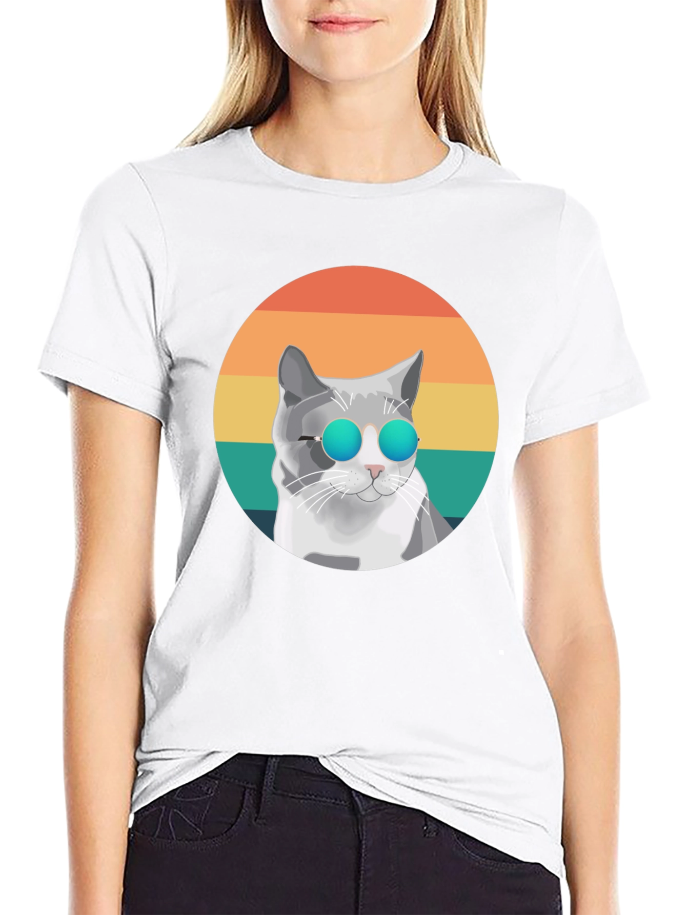 Cool Cat Graphic Tee - Retro Style