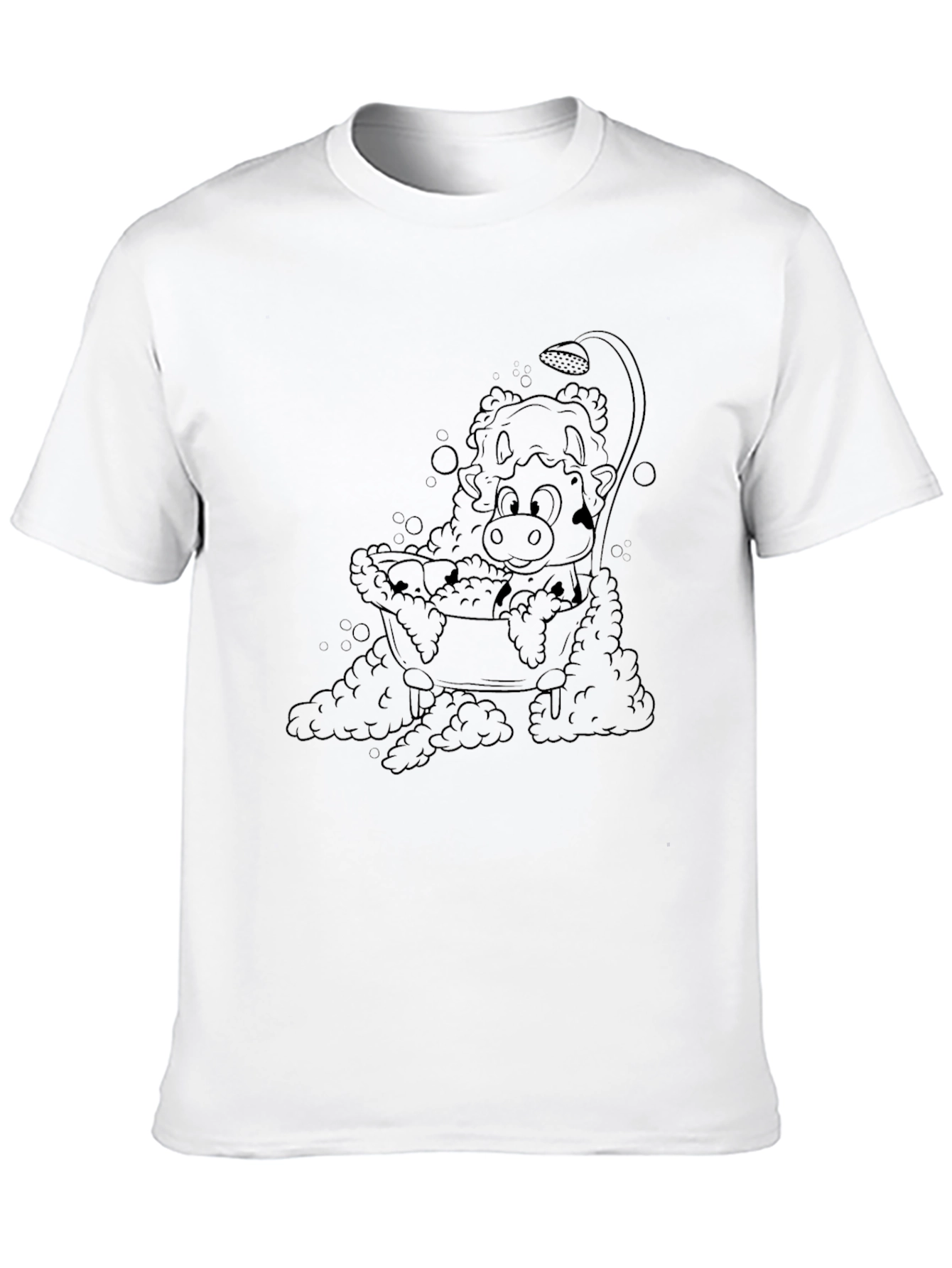 Cartoon Cow in Tub Mens Black T-Shirt
