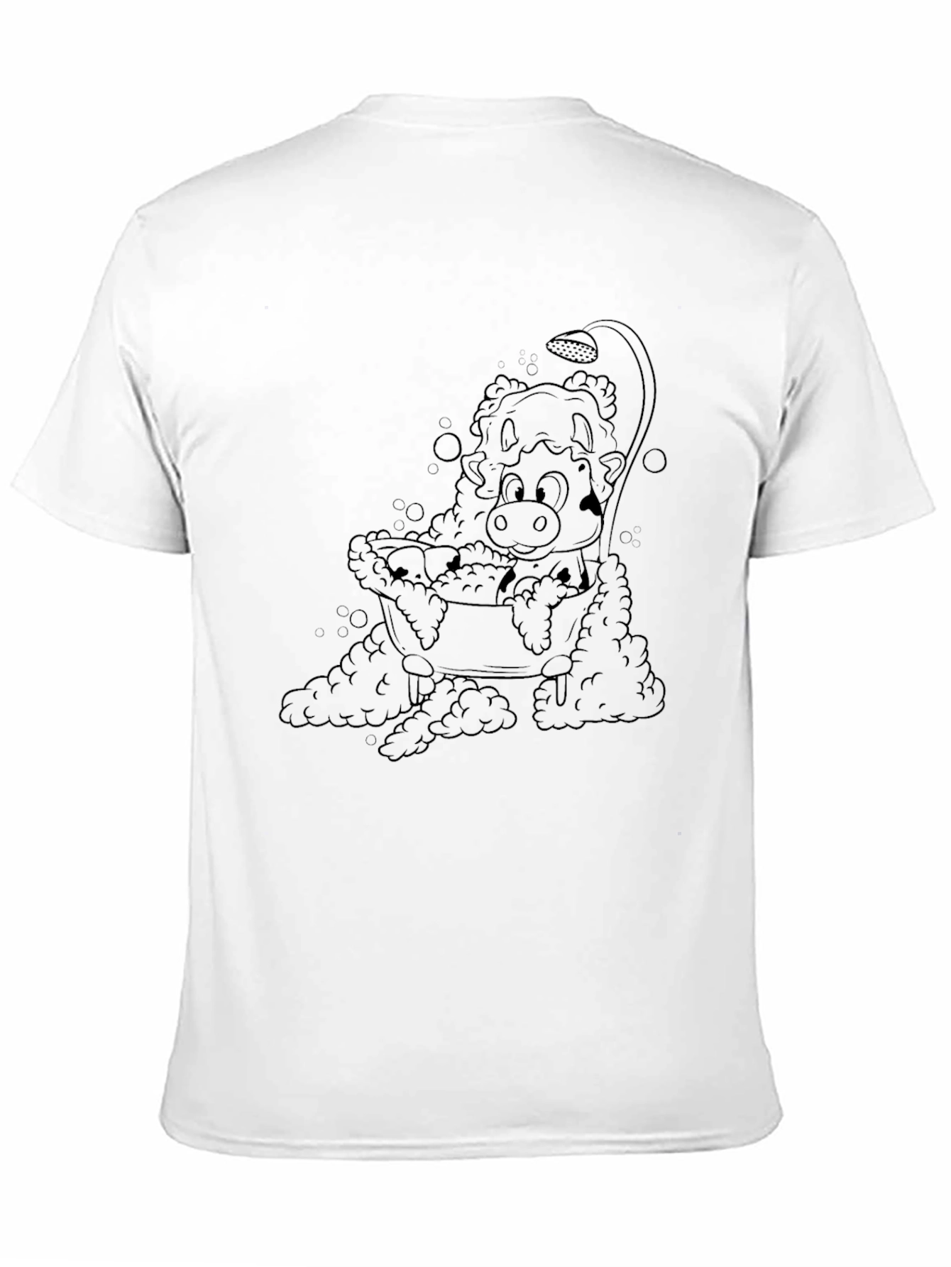 Cartoon Cow in Tub Mens Black T-Shirt