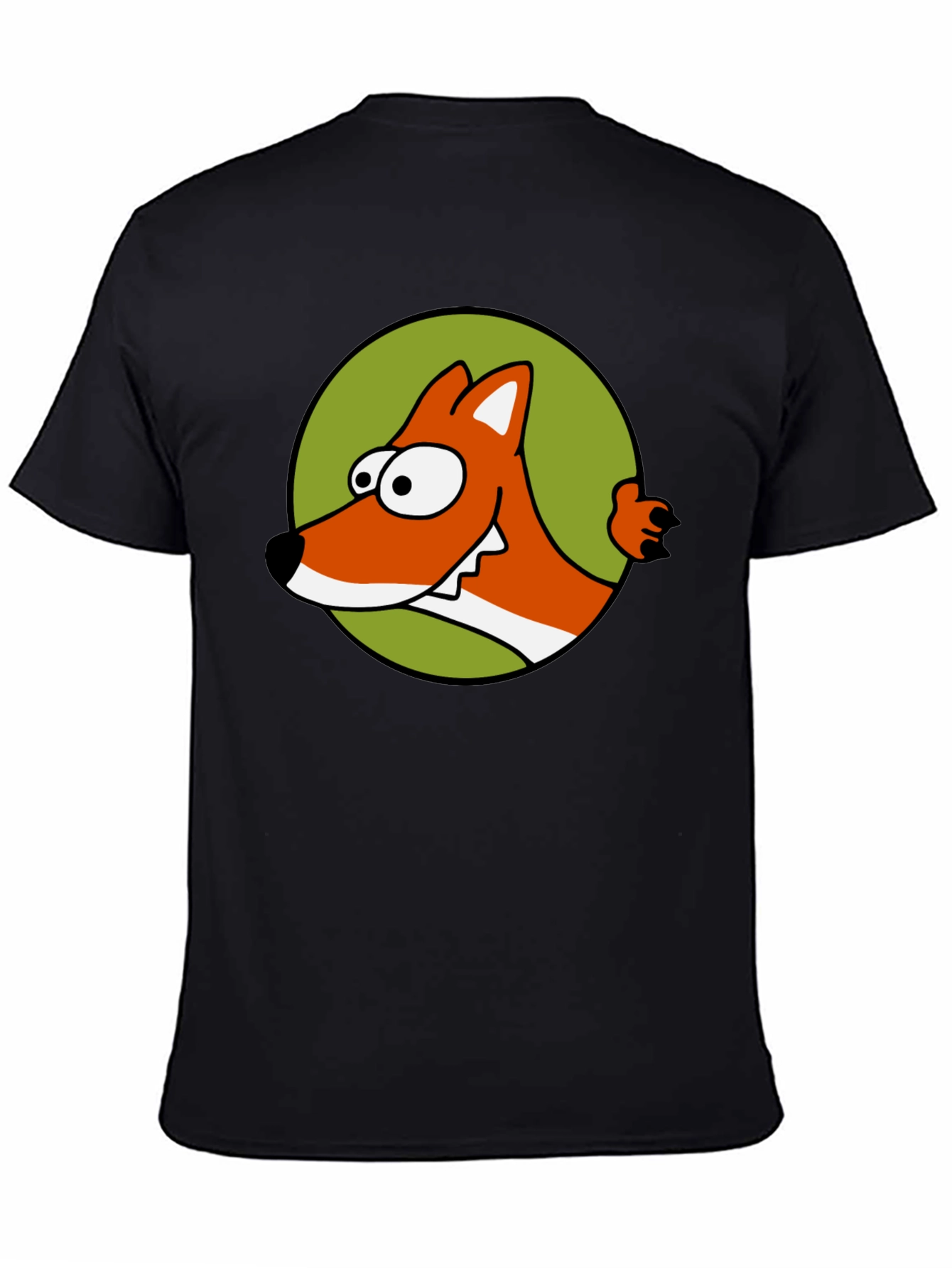 Cartoon Fox Graphic T-Shirt - Black
